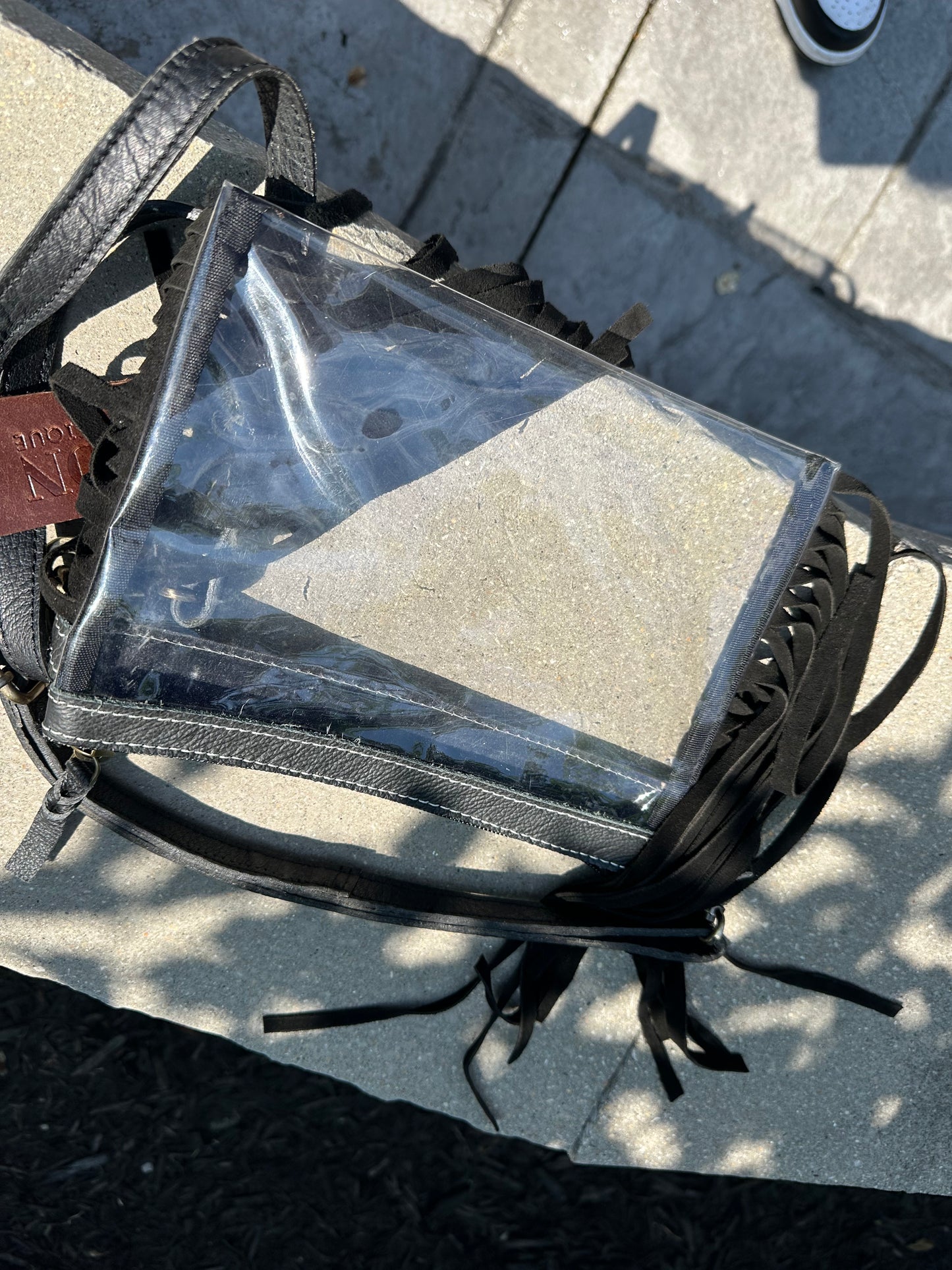tooled leather clear concert purse