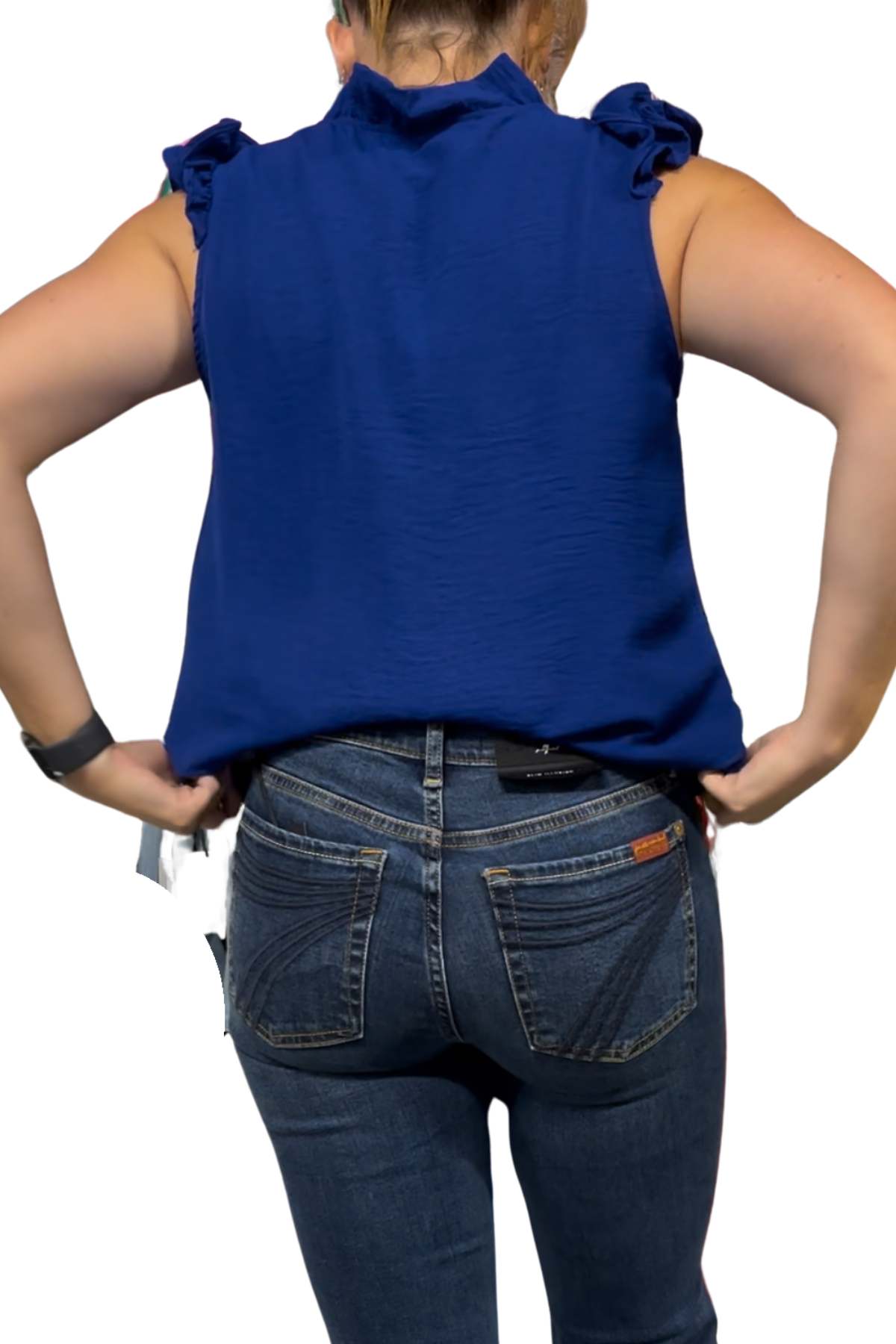 Solid Top V Neck With Ruffled Details
