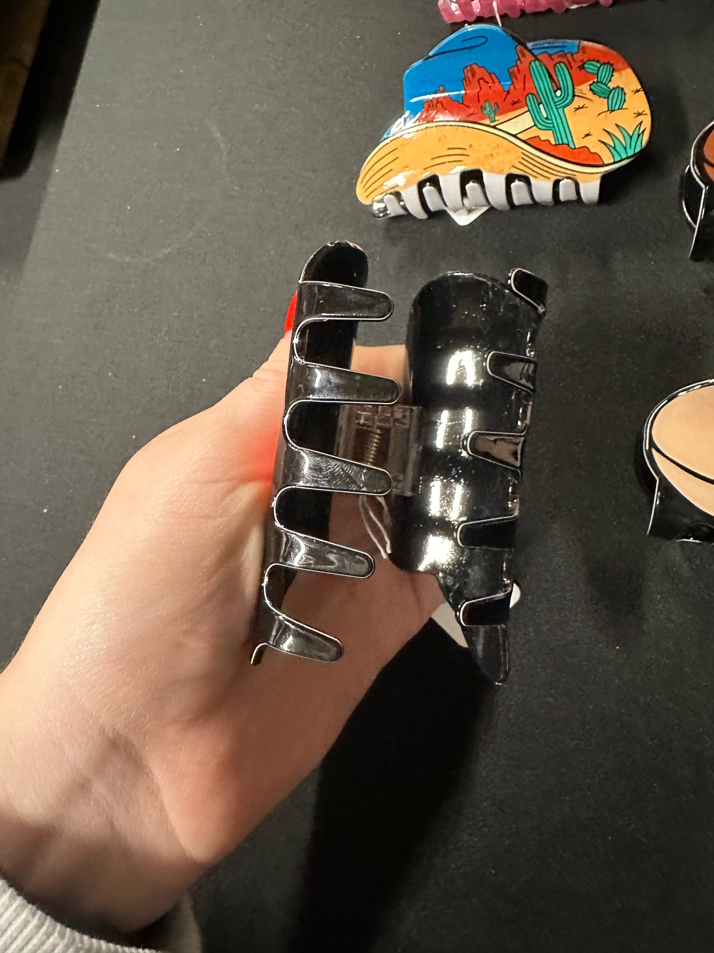 Mini cowboy hat claw clip