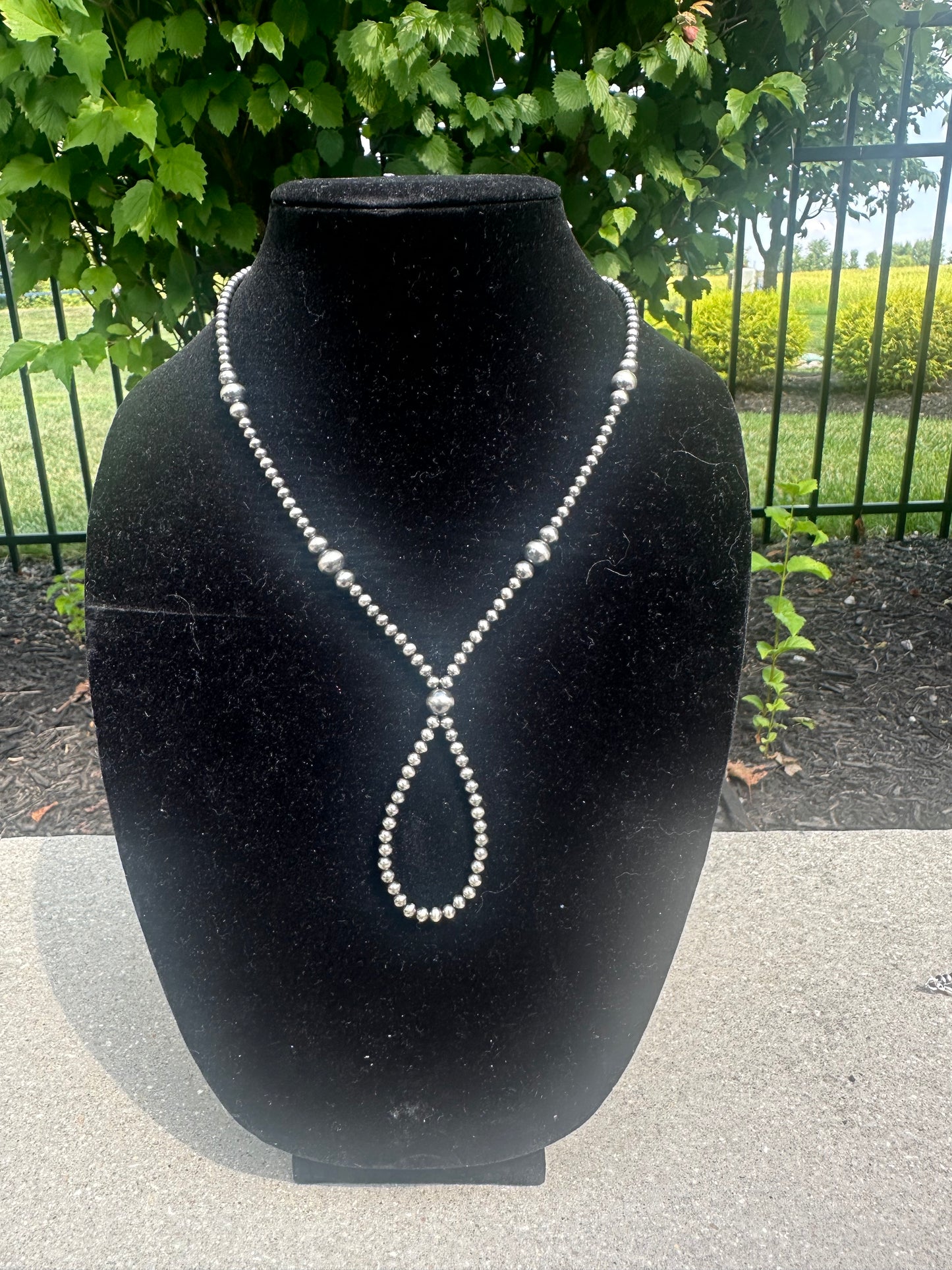 4-8mm graduated navajo style pearl lasso necklace