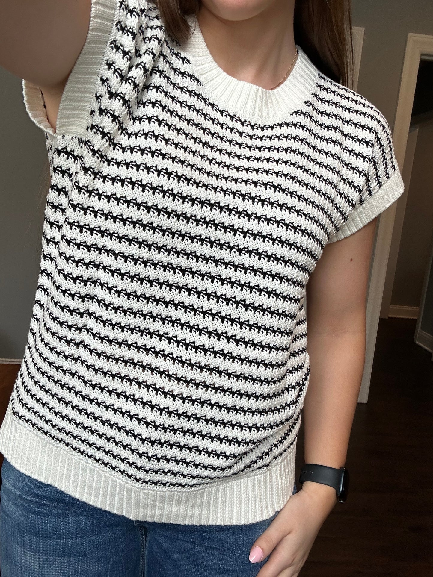 Stripe Contrast Trim Knit Dolman sweater vest *TWO COLORS*