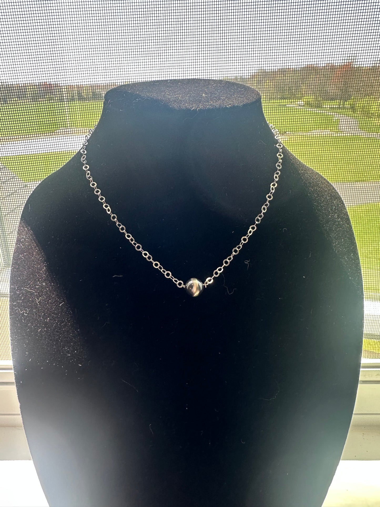 Single Sterling silver beaded chain necklace - navajo inspired pearls