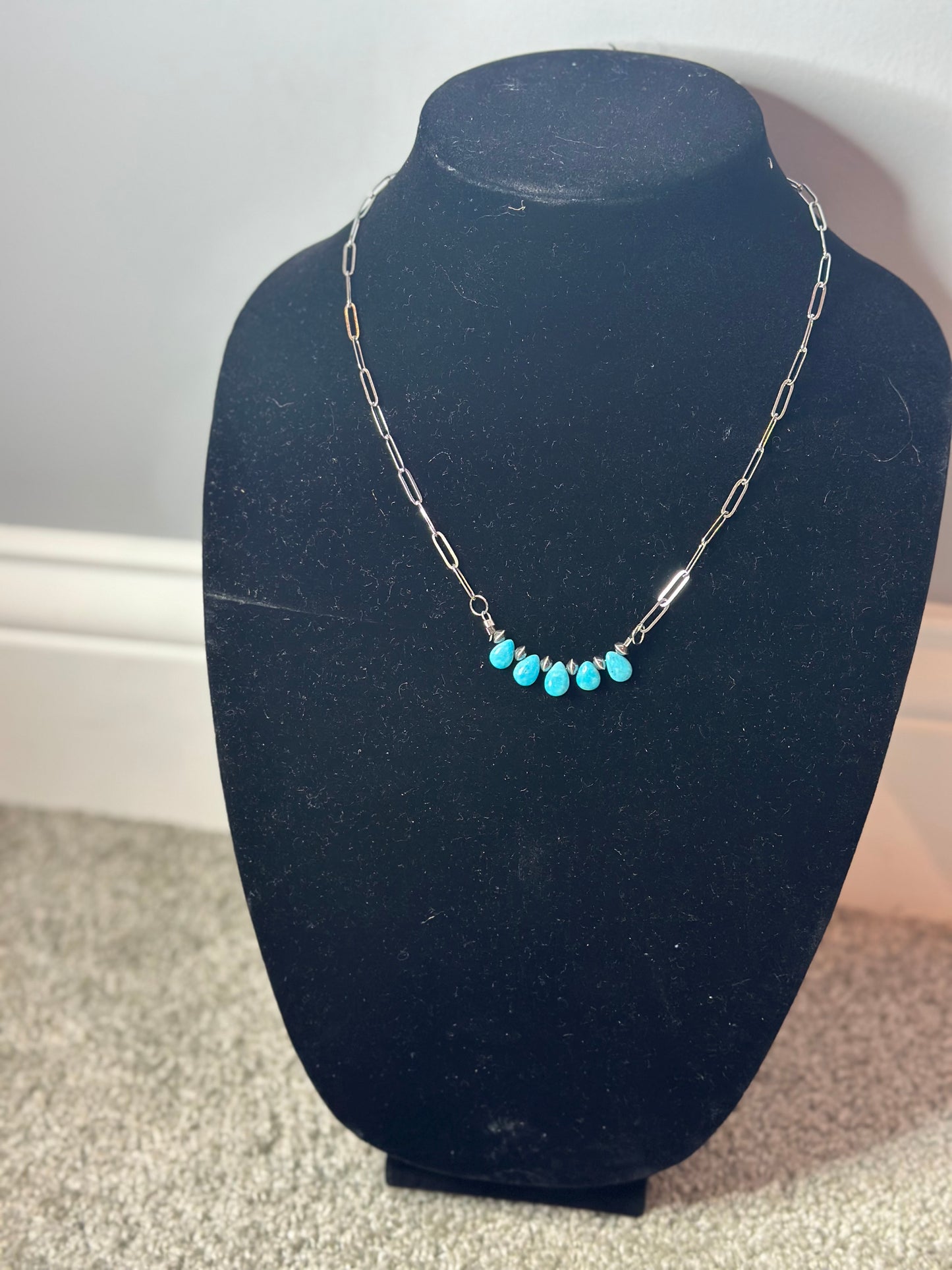 sleeping beauty turquouse teardip chain necklace