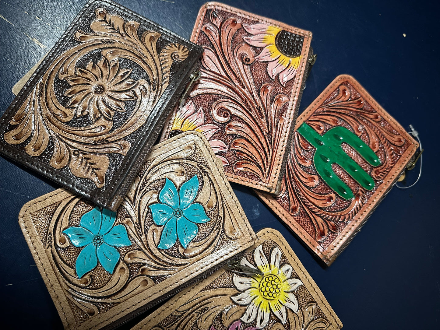 Western Tooled Genuine Leather Coin Pouch