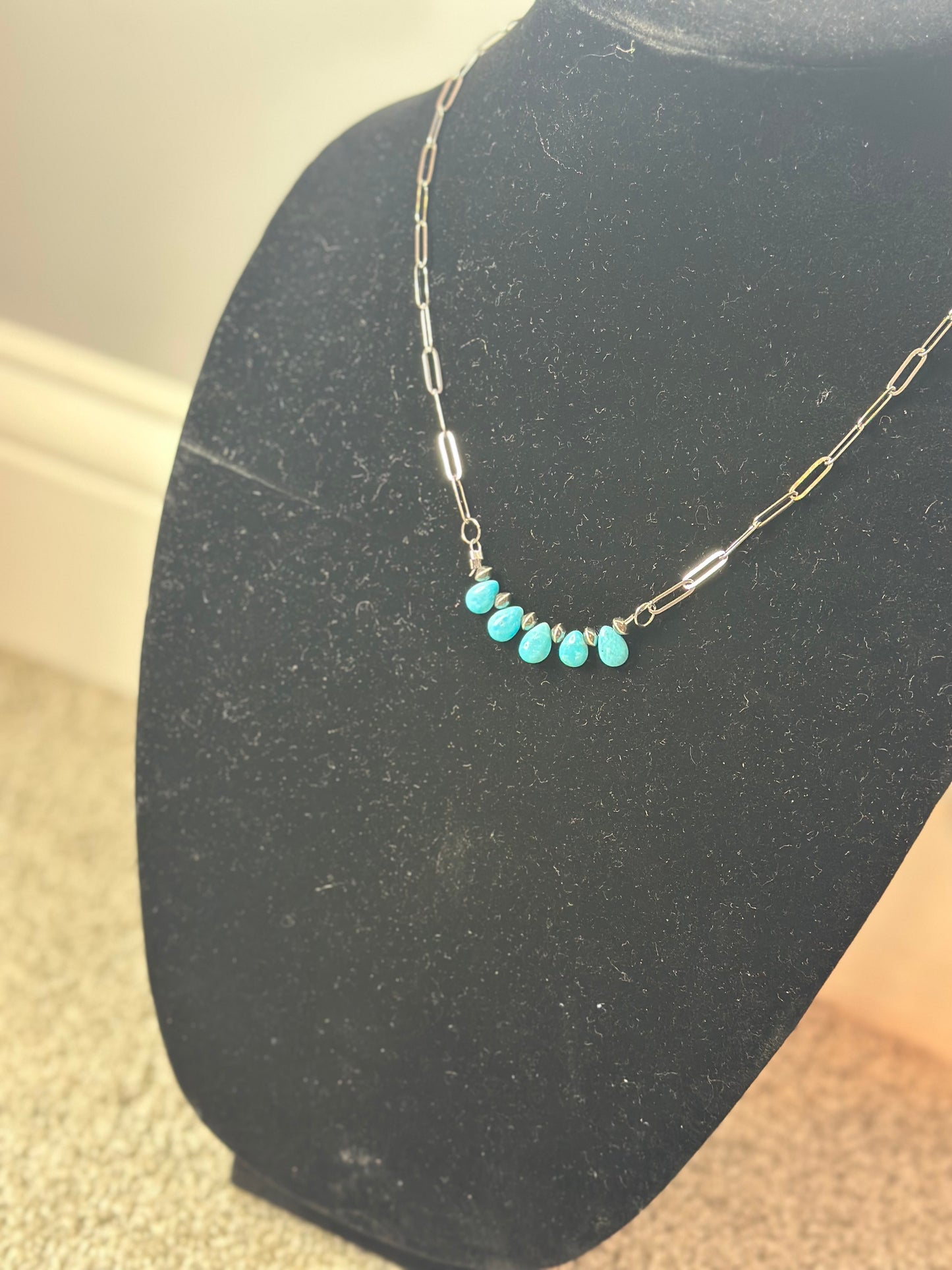 sleeping beauty turquouse teardip chain necklace