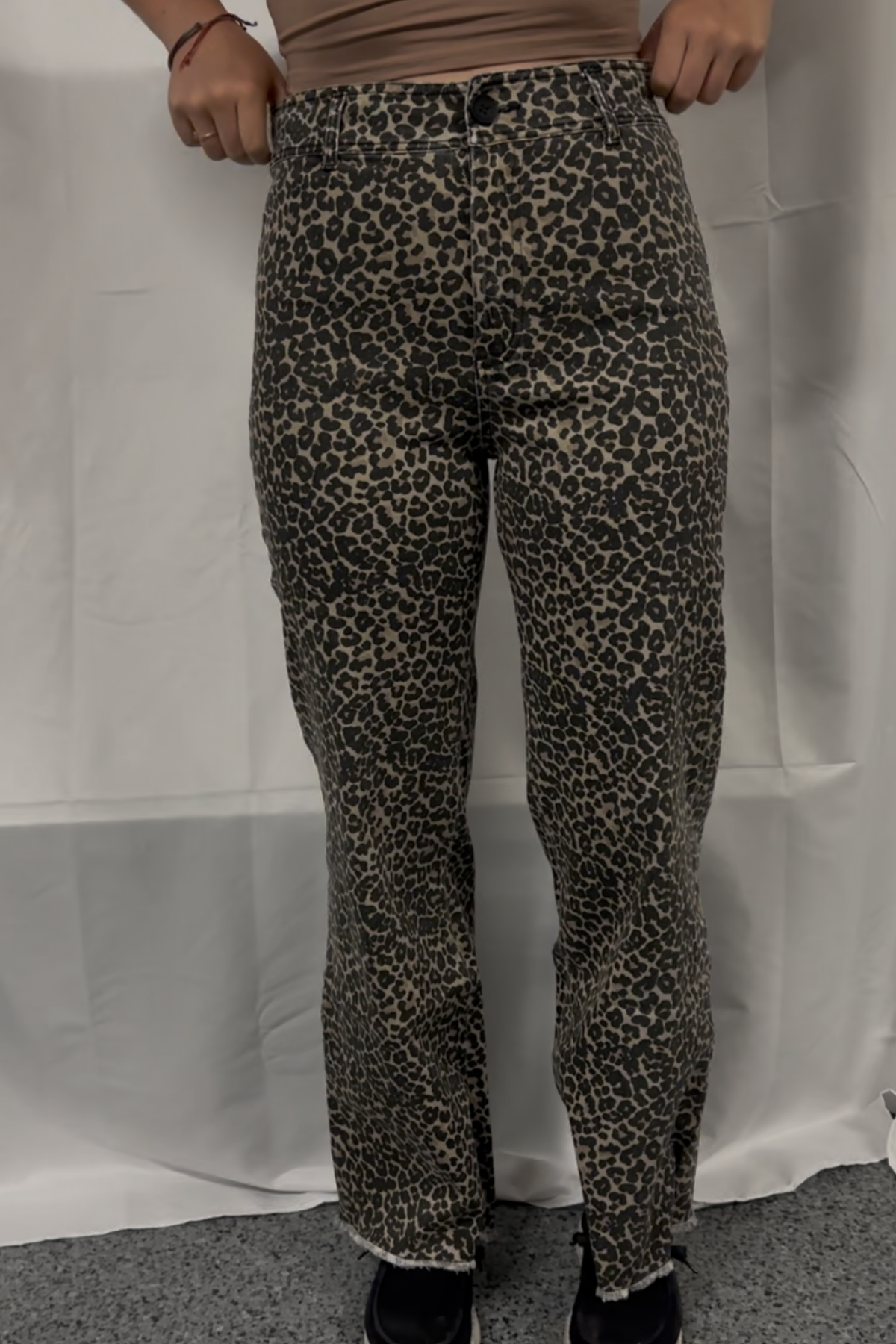 Leopard Print High Rise Flare Jeans