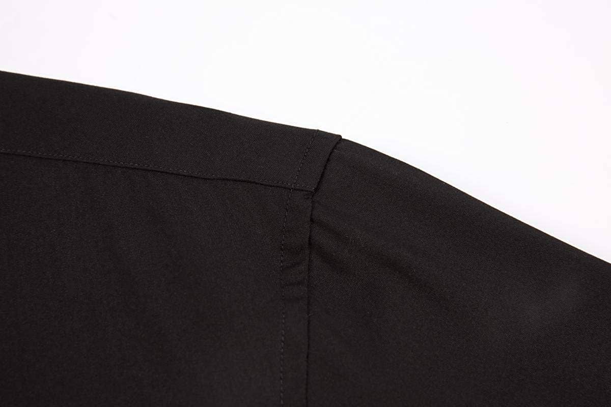 Mens Dress Shirts Wrinkle Free Regular Long Sleeve Shirts - BLACK