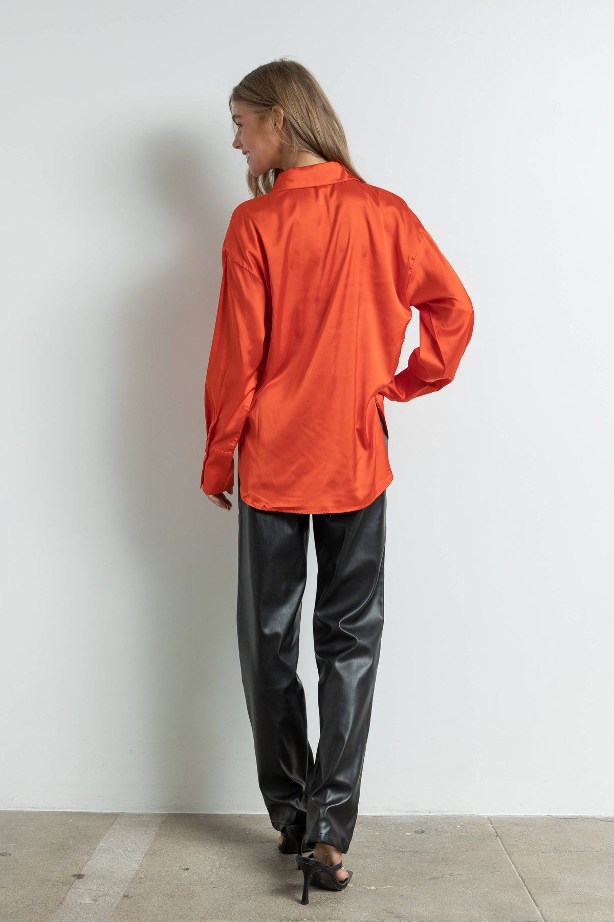 Silky Satin Button Down Shirt