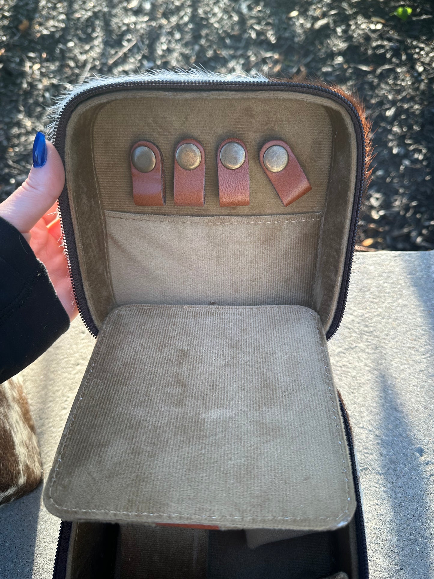 Hand Tooled Leather Jewelry Box Storage -Travel Jewelry Case