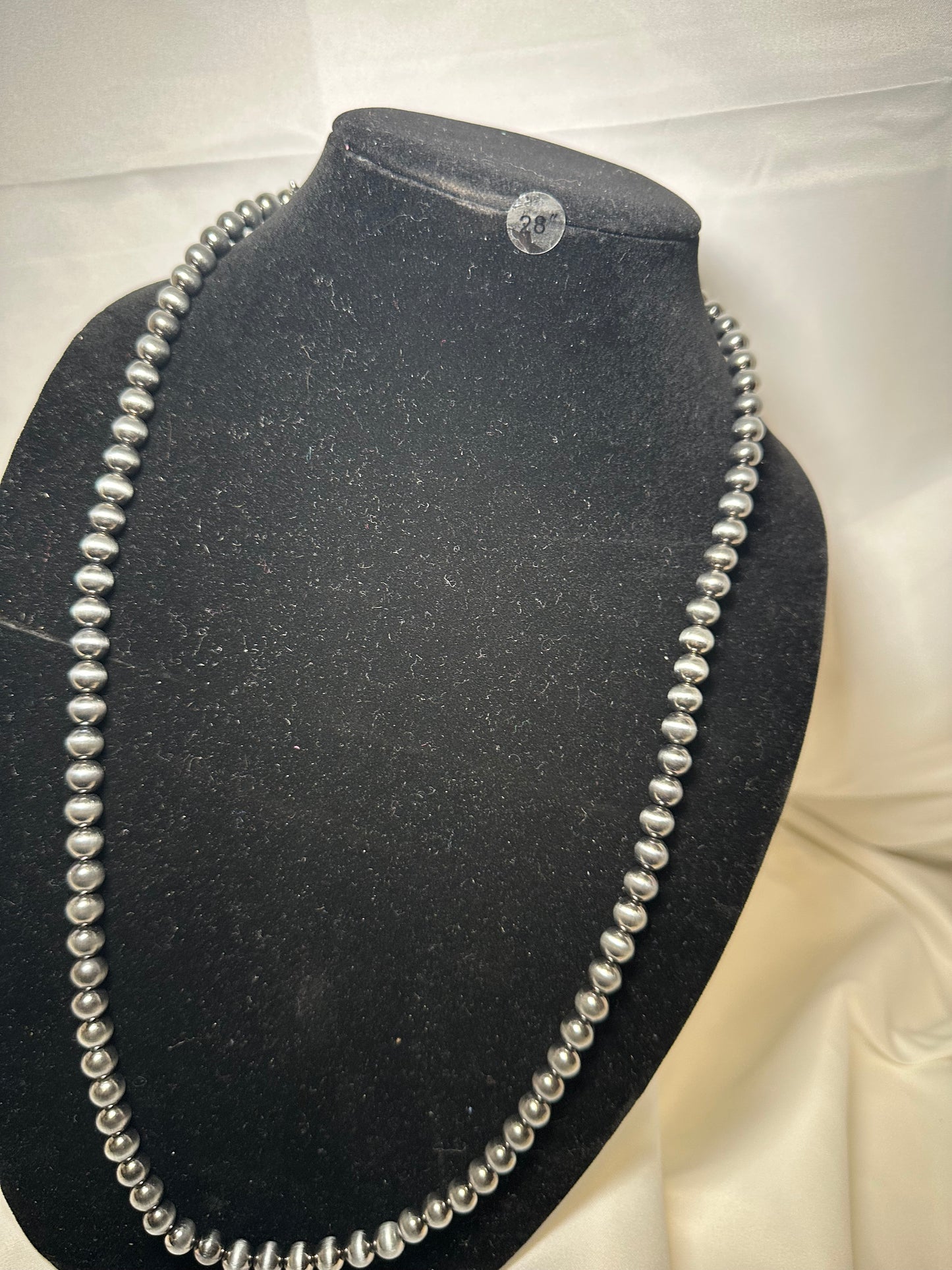 8mm navajo style beaded necklace 28"