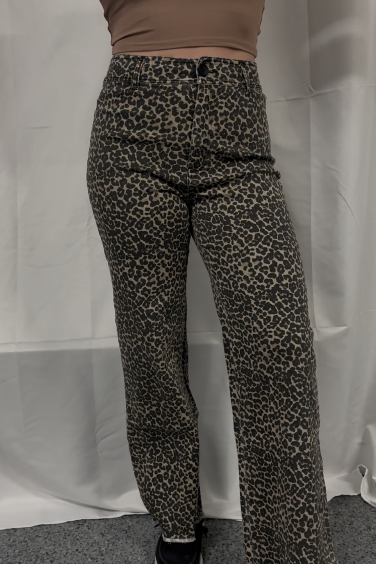 Leopard Print High Rise Flare Jeans