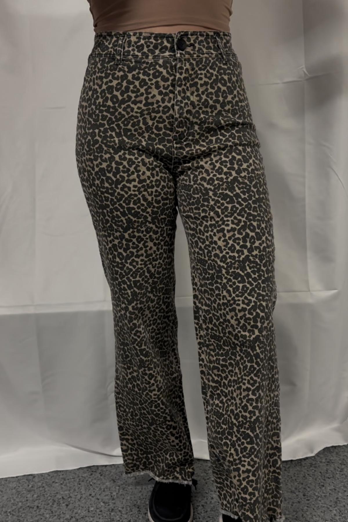 Leopard Print High Rise Flare Jeans