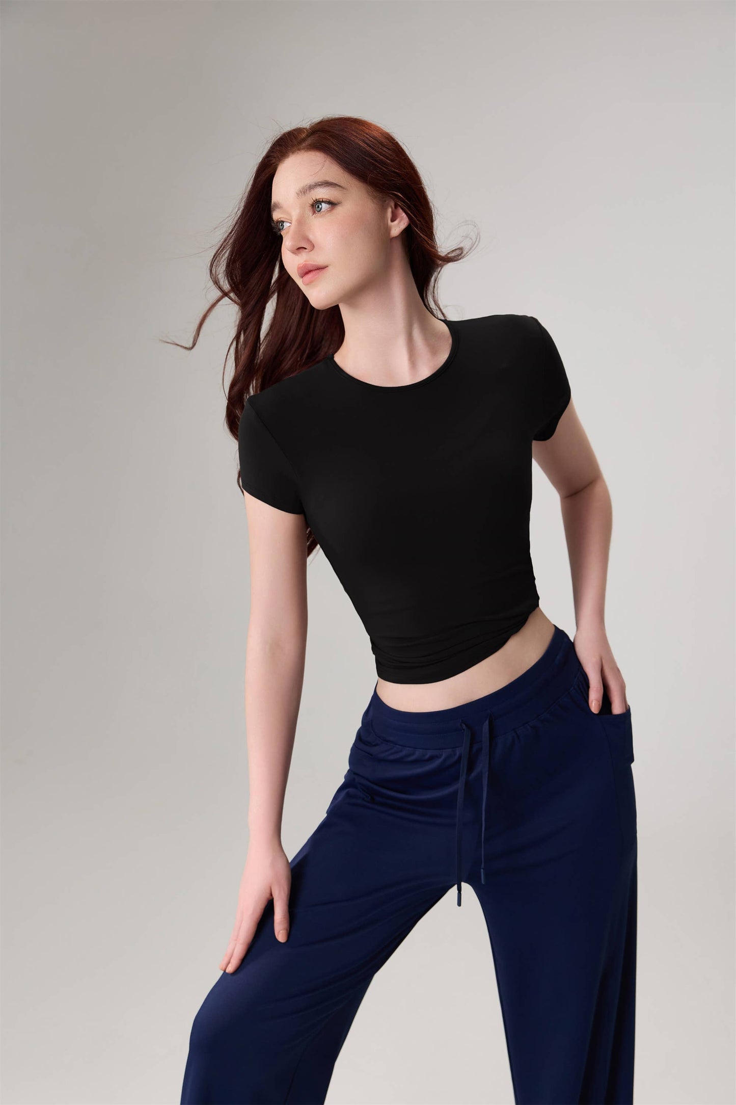 Tessa Crew Neck Sculpting Short Sleeve Active Top T-Shirt