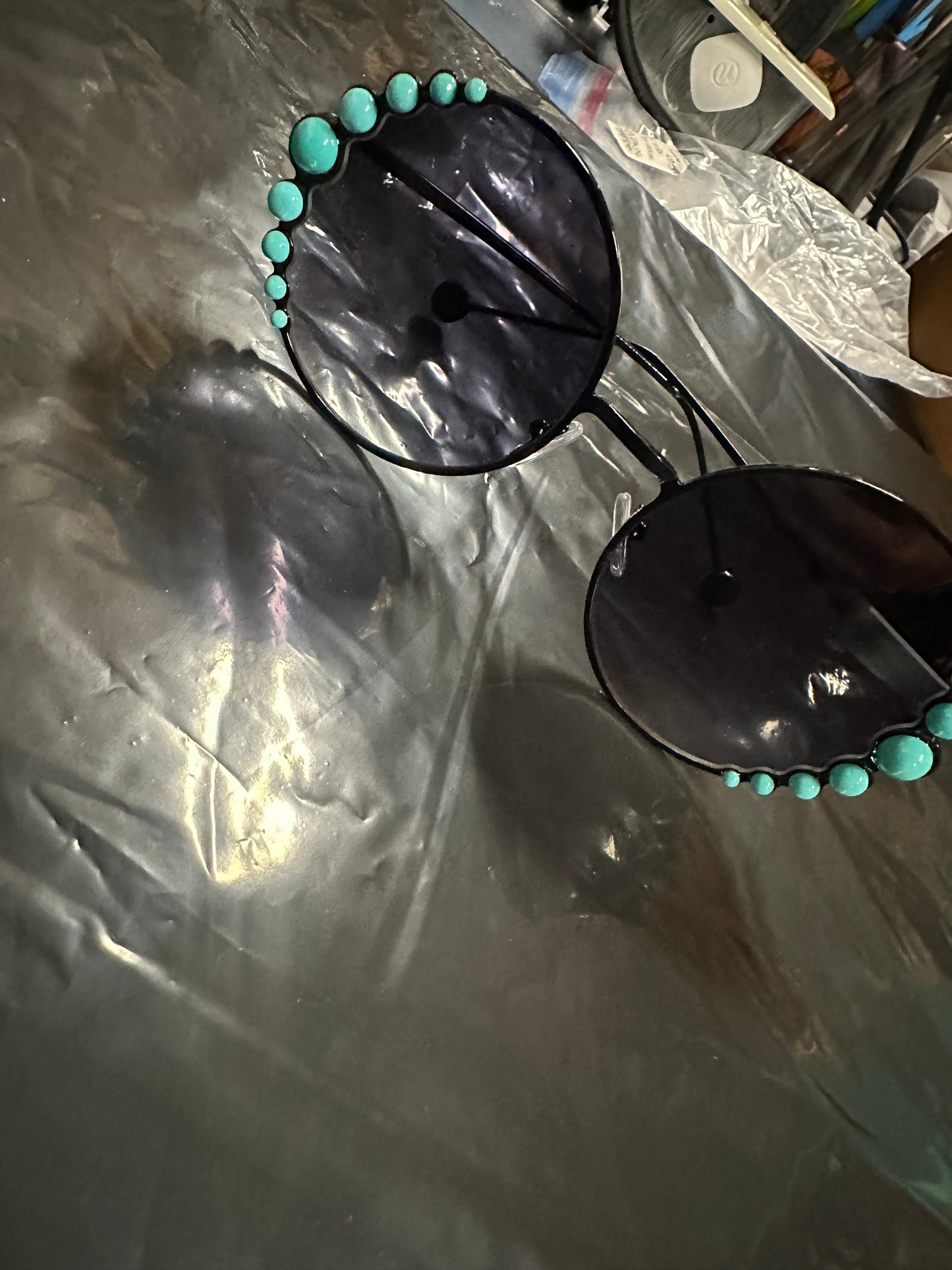 boujee turquoise sunglasses - round
