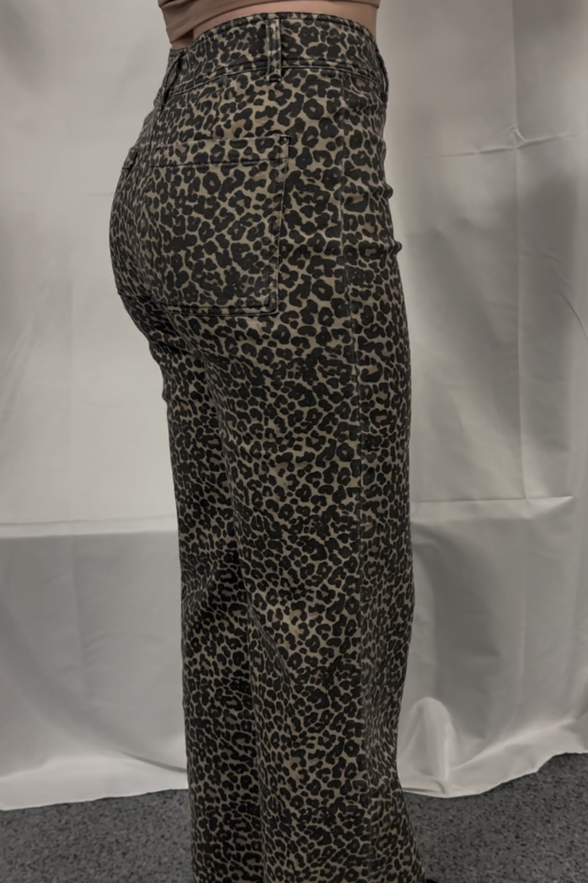 Leopard Print High Rise Flare Jeans