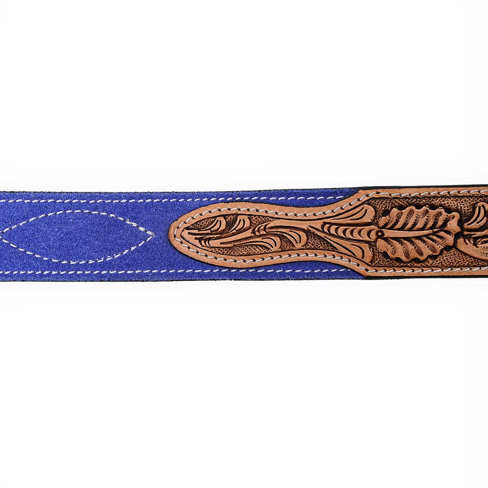 Hand Tooled Genuine American Suede Leather Belt Unisex