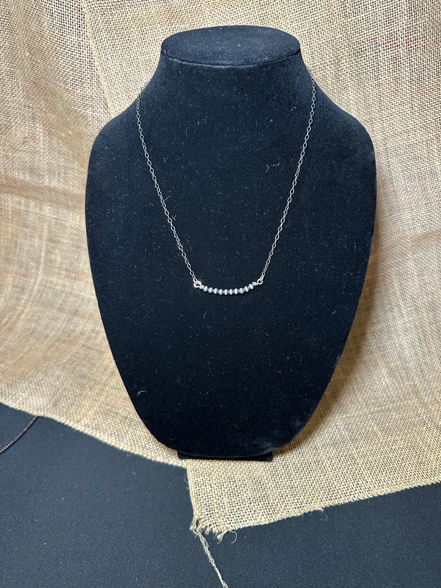 Navajo Sterling Silver Beaded Chain Necklace