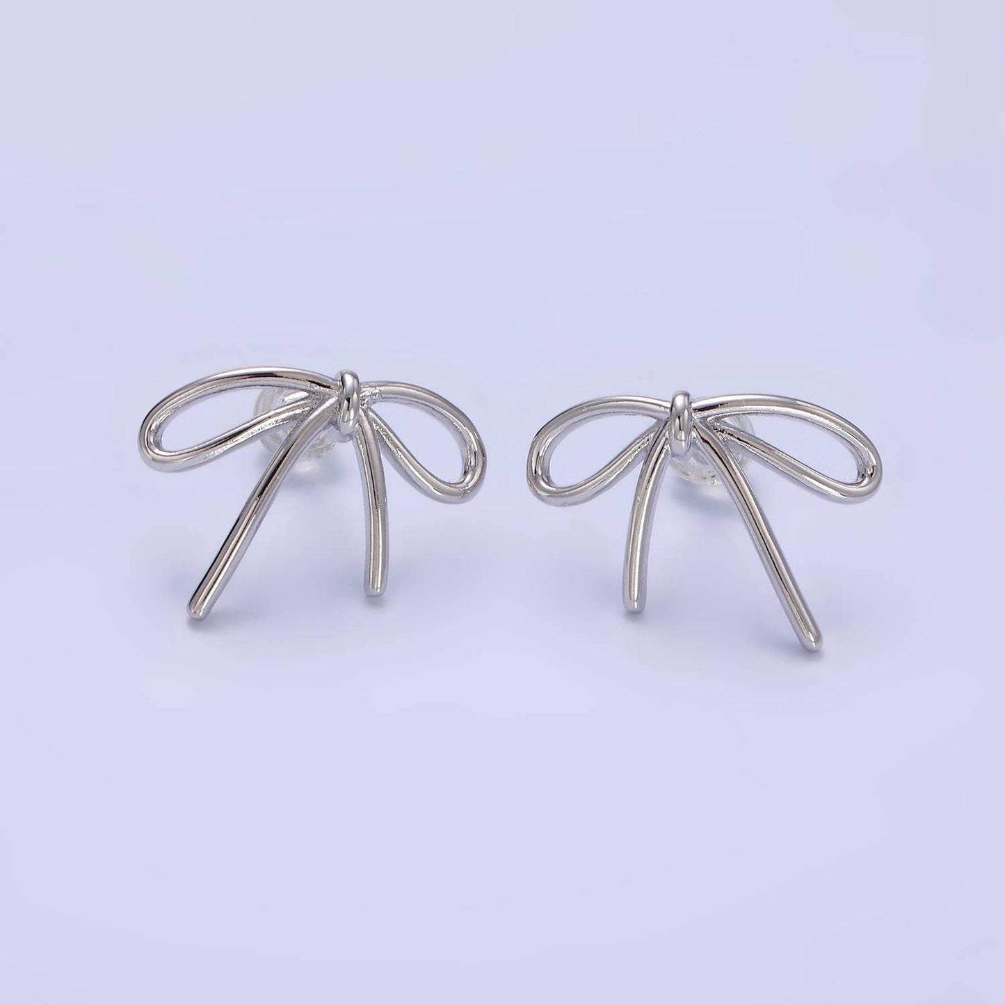 Gold Filled Minimalist Tied Ribbon Bow Stud Earrings  14K