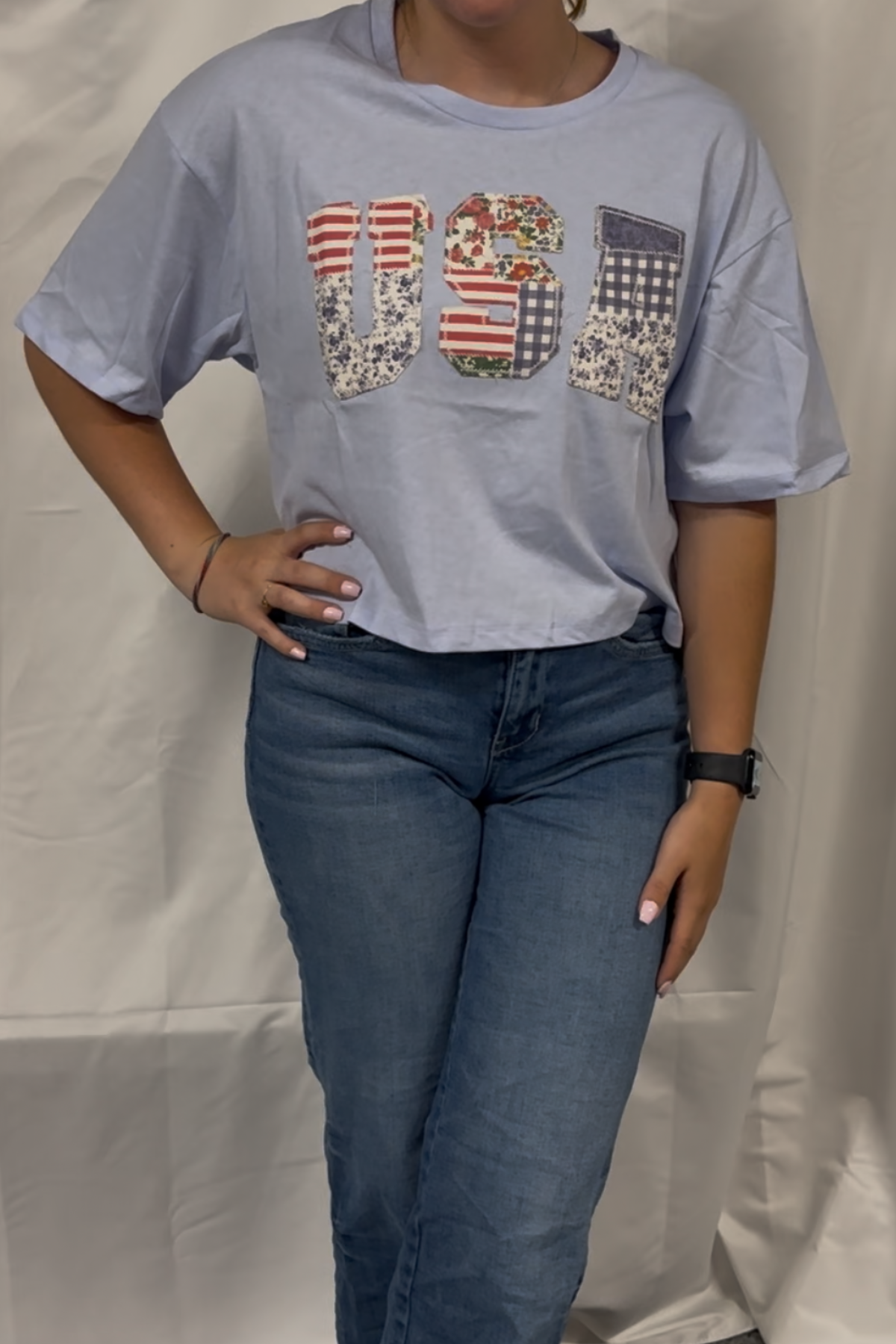 USA Short Sleeve Cropped Top