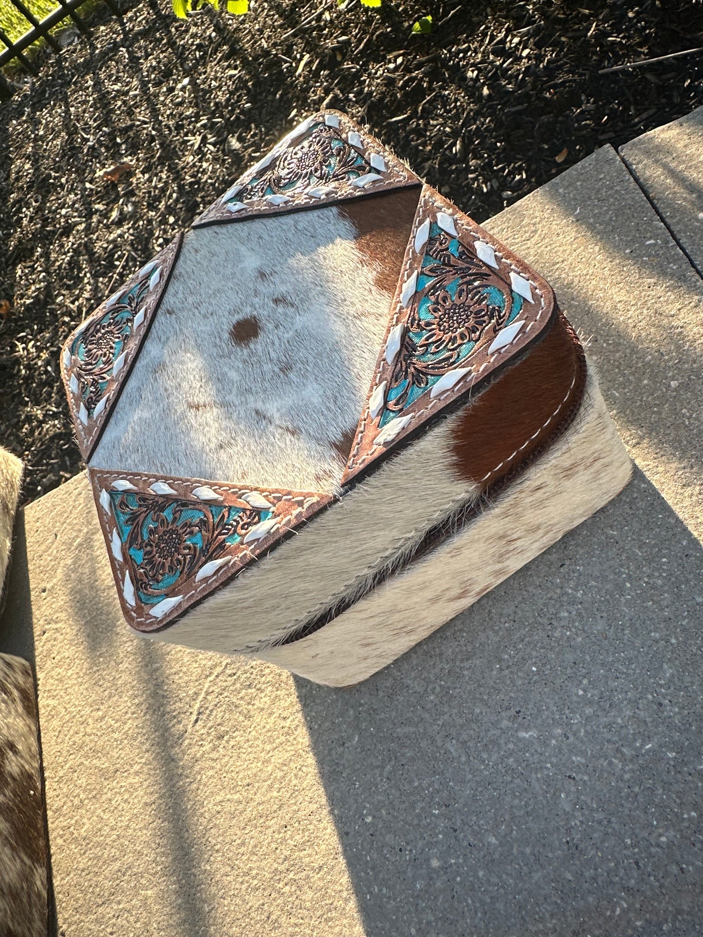 Hand Tooled Leather Jewelry Box Storage -Travel Jewelry Case