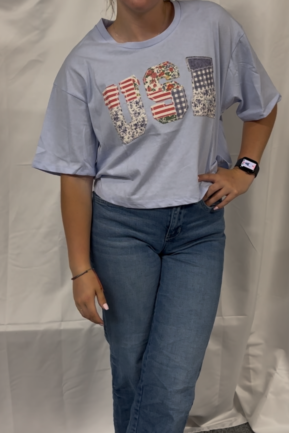 USA Short Sleeve Cropped Top