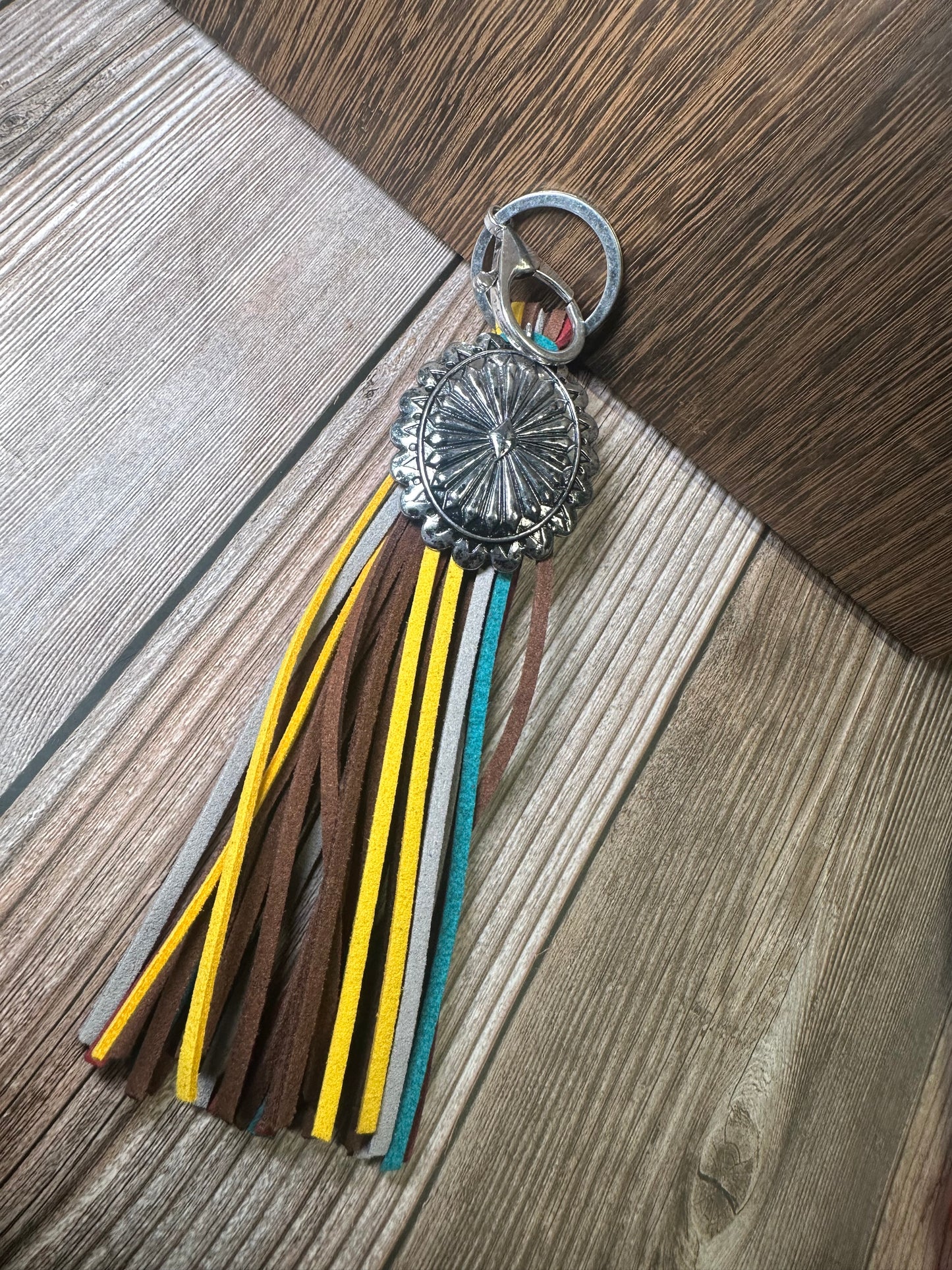 Western Concho Tassel Keychain