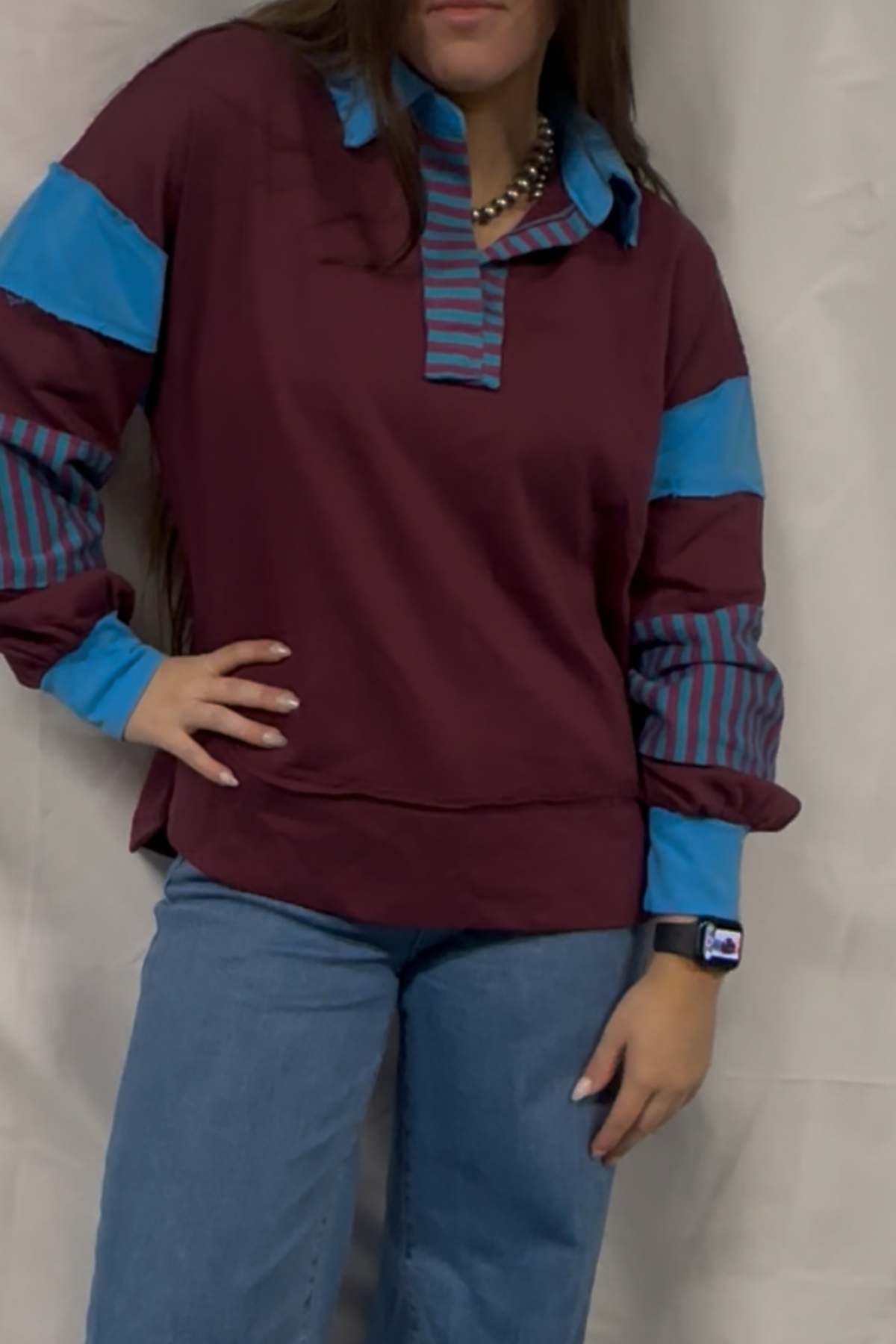 Fabric Mix Match Hi-low Casual Top