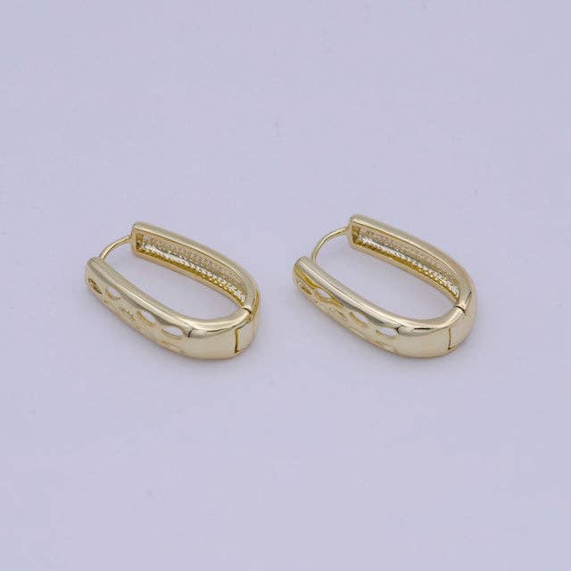 Gold Filled Hoop Earrings, Oval Hoop Earrings, Small Oval Gold Hoops Minimalist Jewelry For Women, Simple Gold Oval Earring T-304