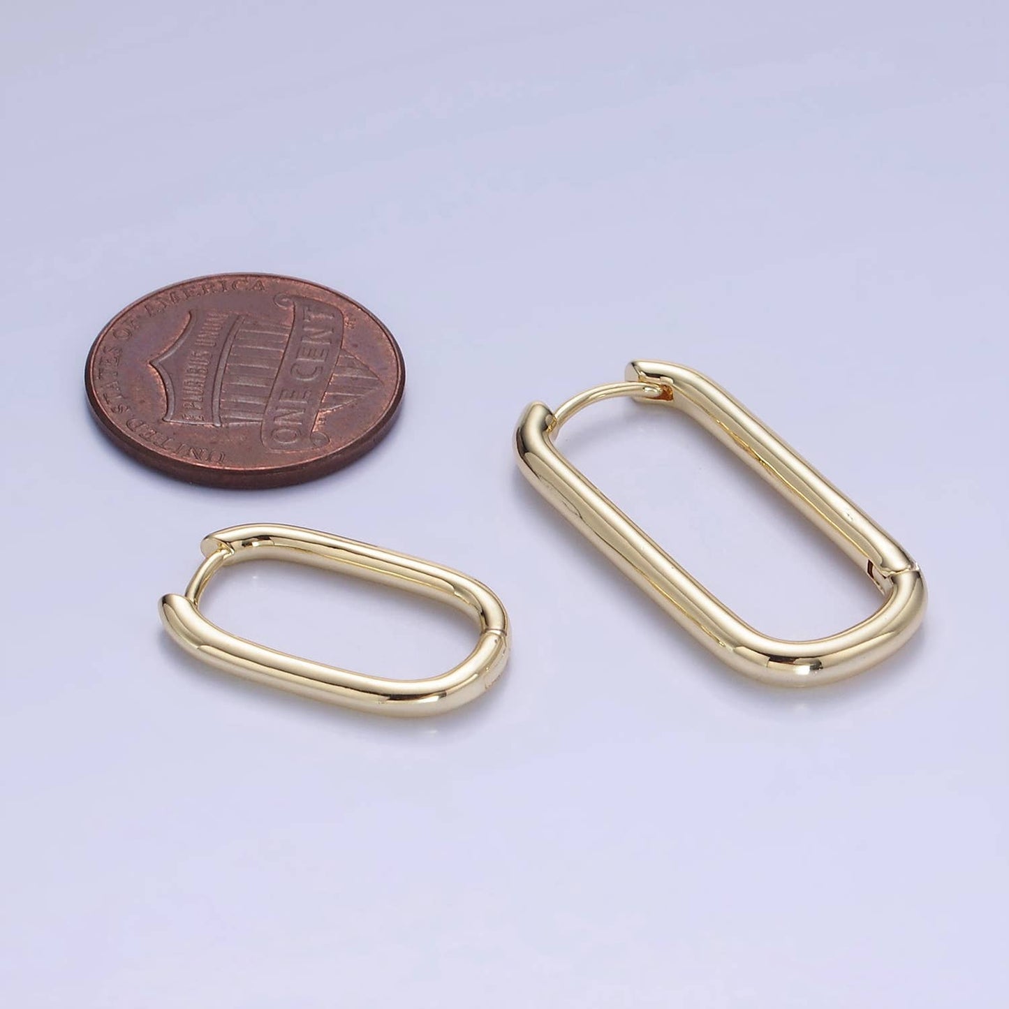 Dainty Link Hoop Earrings Minimalist Oblong Earrings