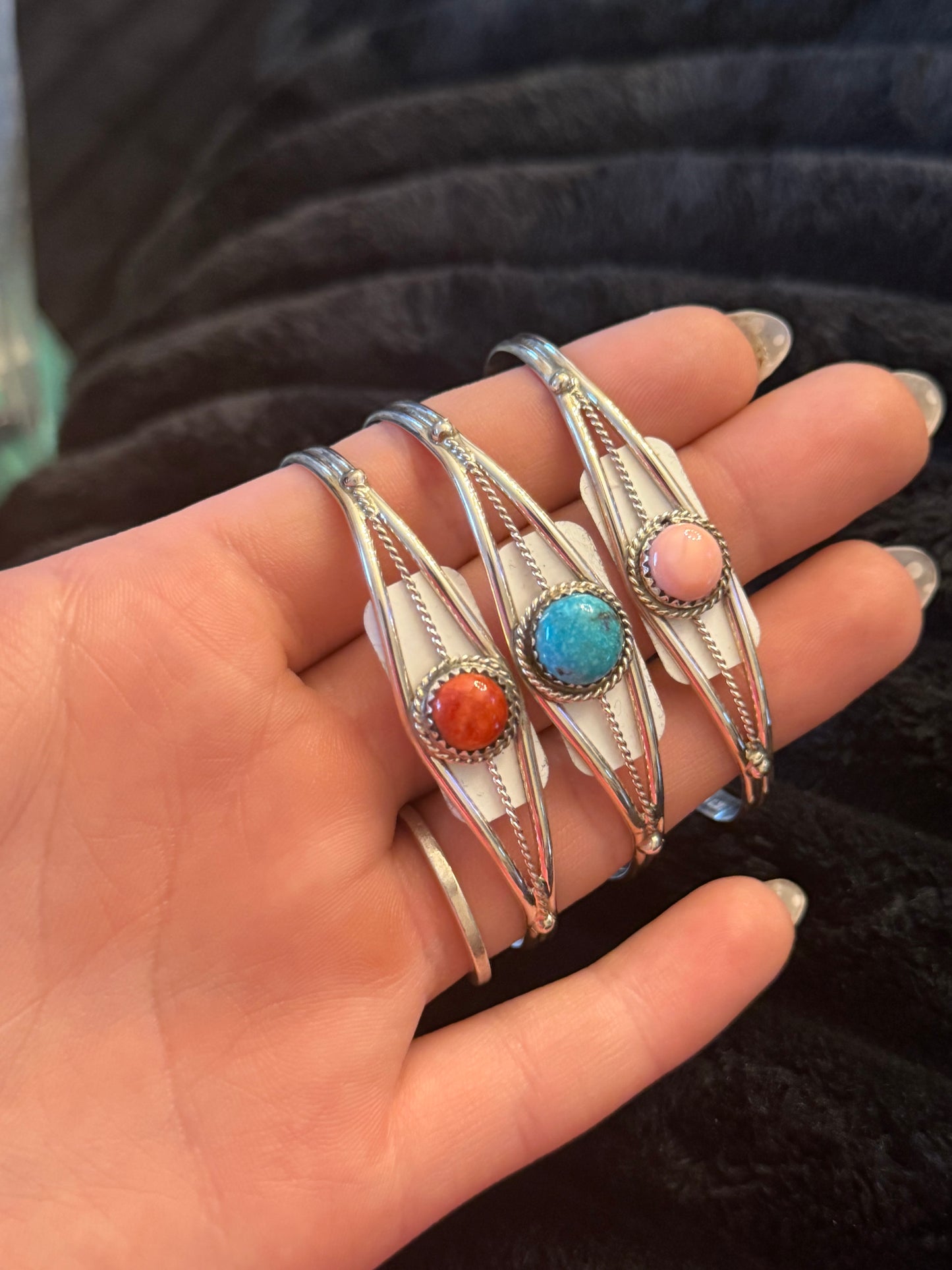 Navajo Handmade Bracelet - Esther White