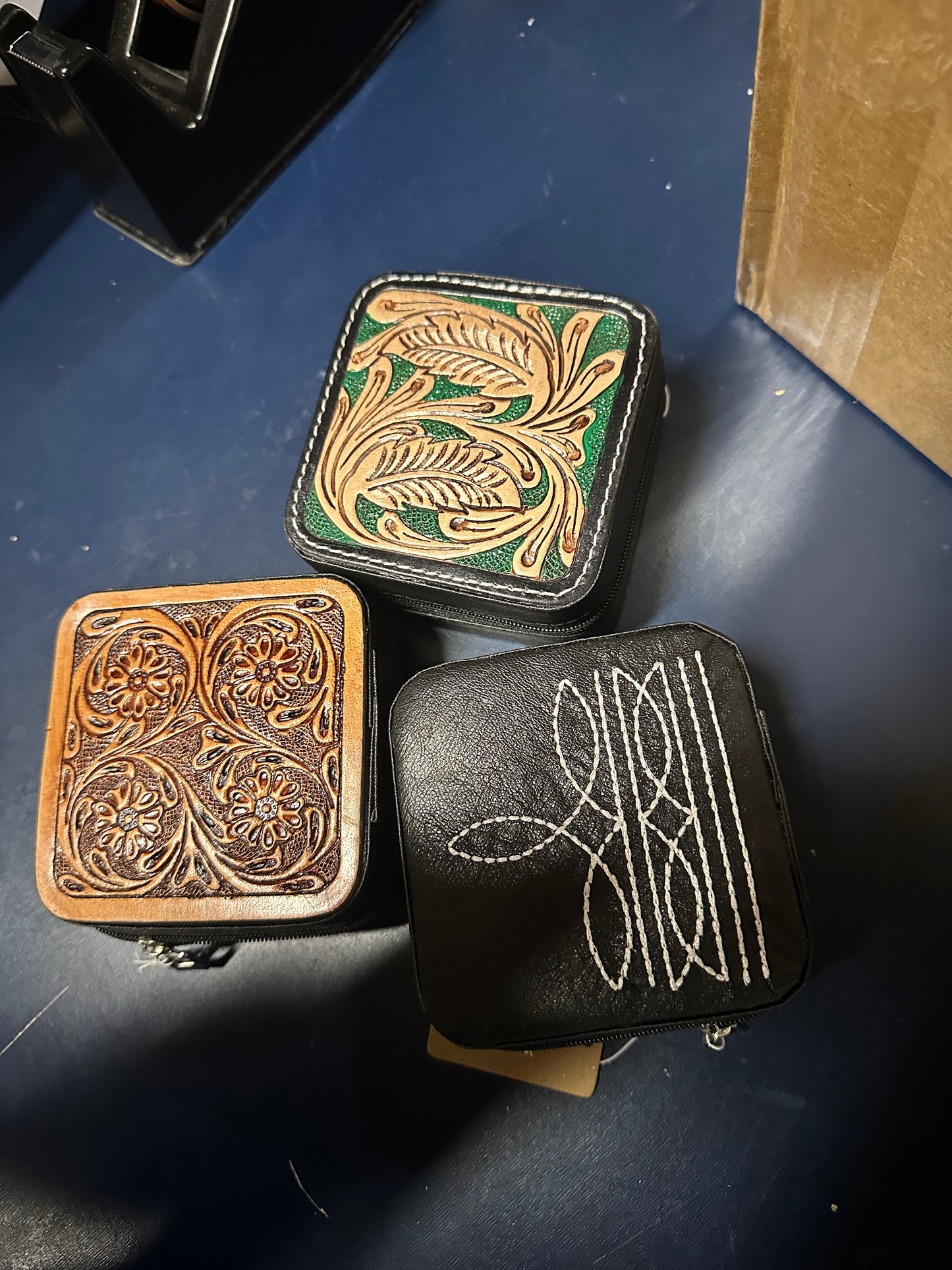 Western Leather Travel Jewelry Box