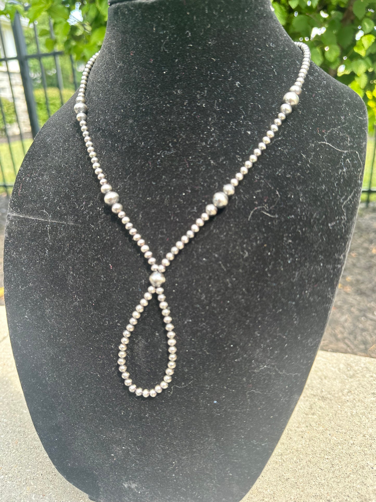 4-8mm graduated navajo style pearl lasso necklace
