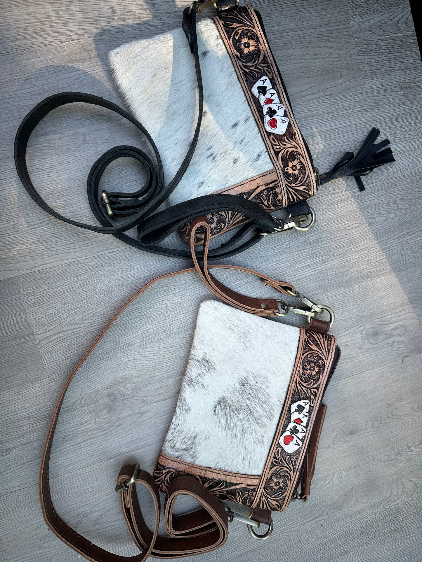Genuine Cowhide / Leather - Crossbody / Clutch Purse