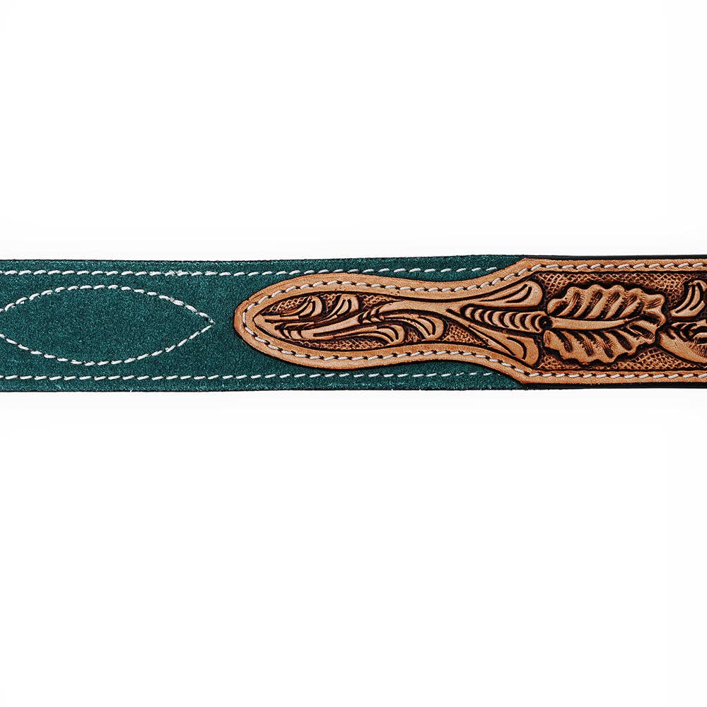 Hand Tooled Genuine American Suede Leather Belt Unisex