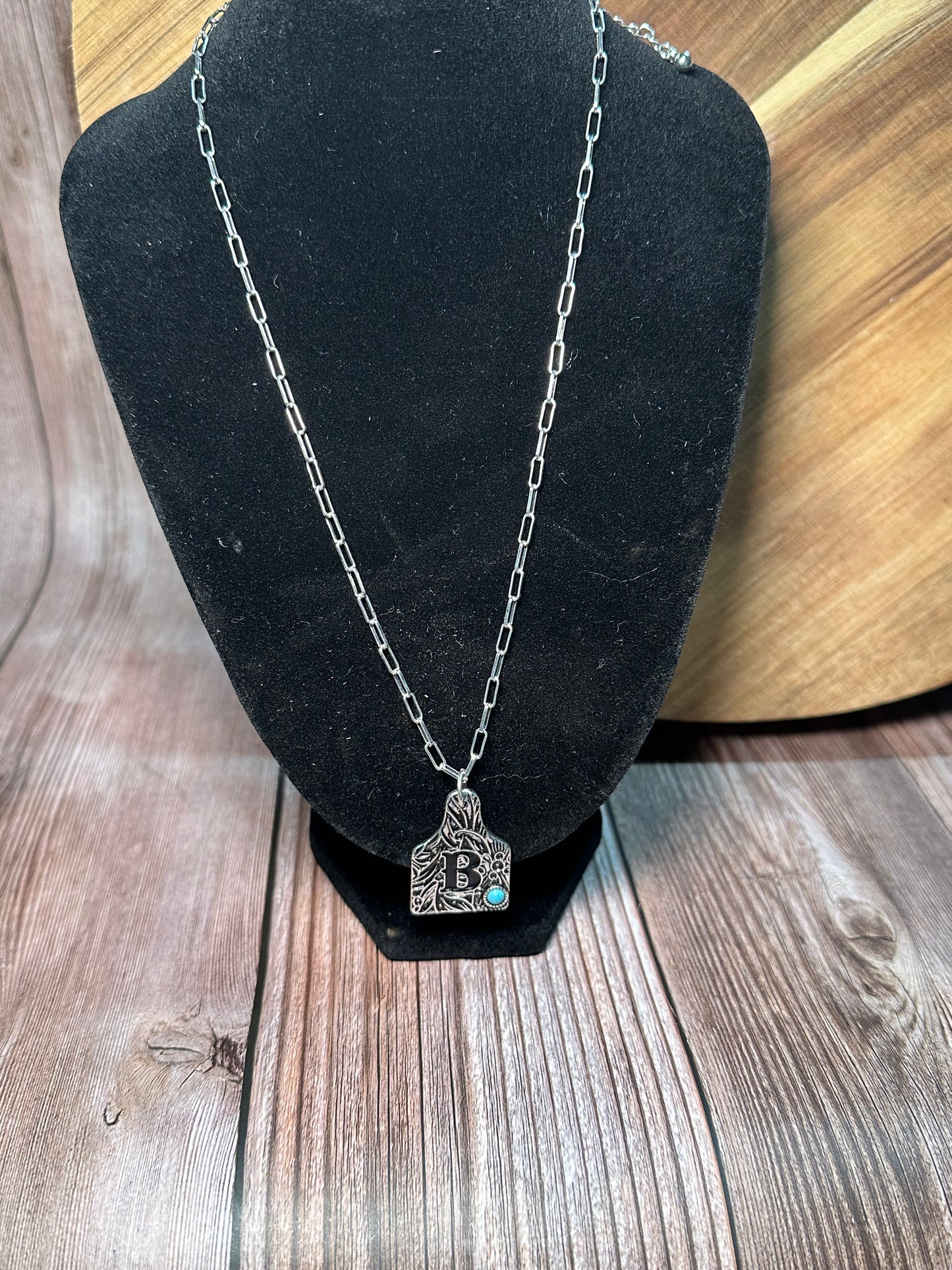 Initial Ear Tag Necklace