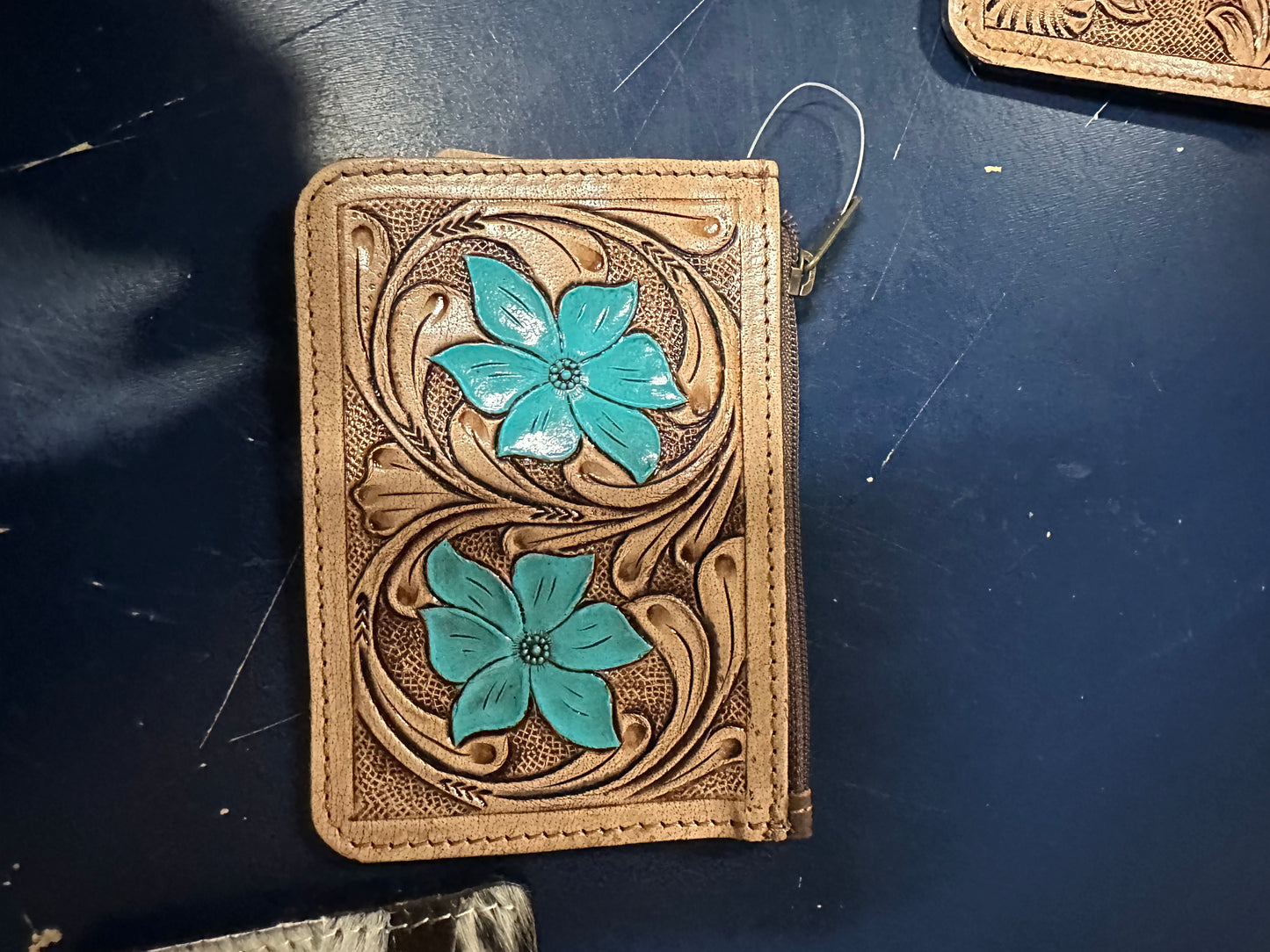 Western Tooled Genuine Leather Coin Pouch