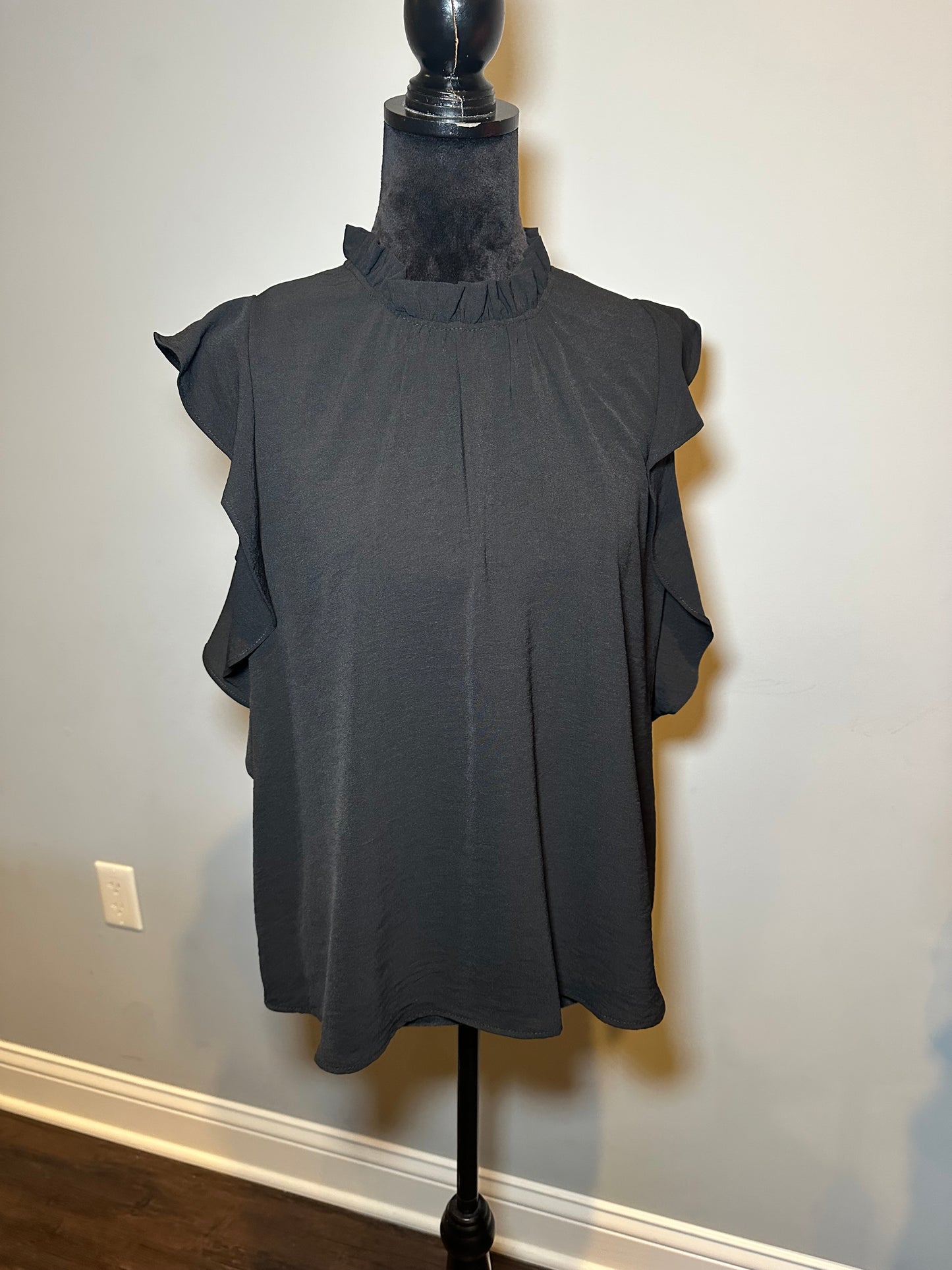 Ruffle Neck Solid Blouse *5COLORS