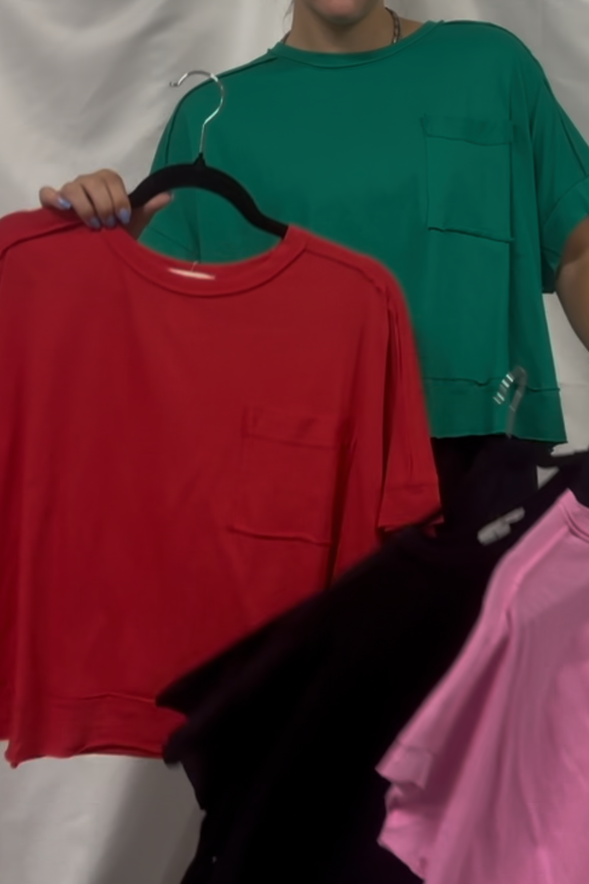 Exposed seam oversized crop box tee