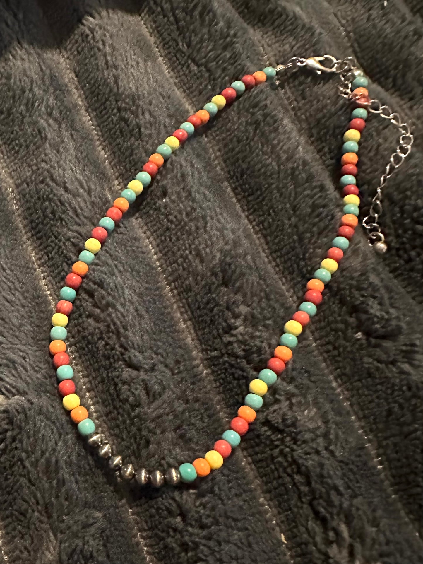 4mm Navajo style pearl choker necklace 12”