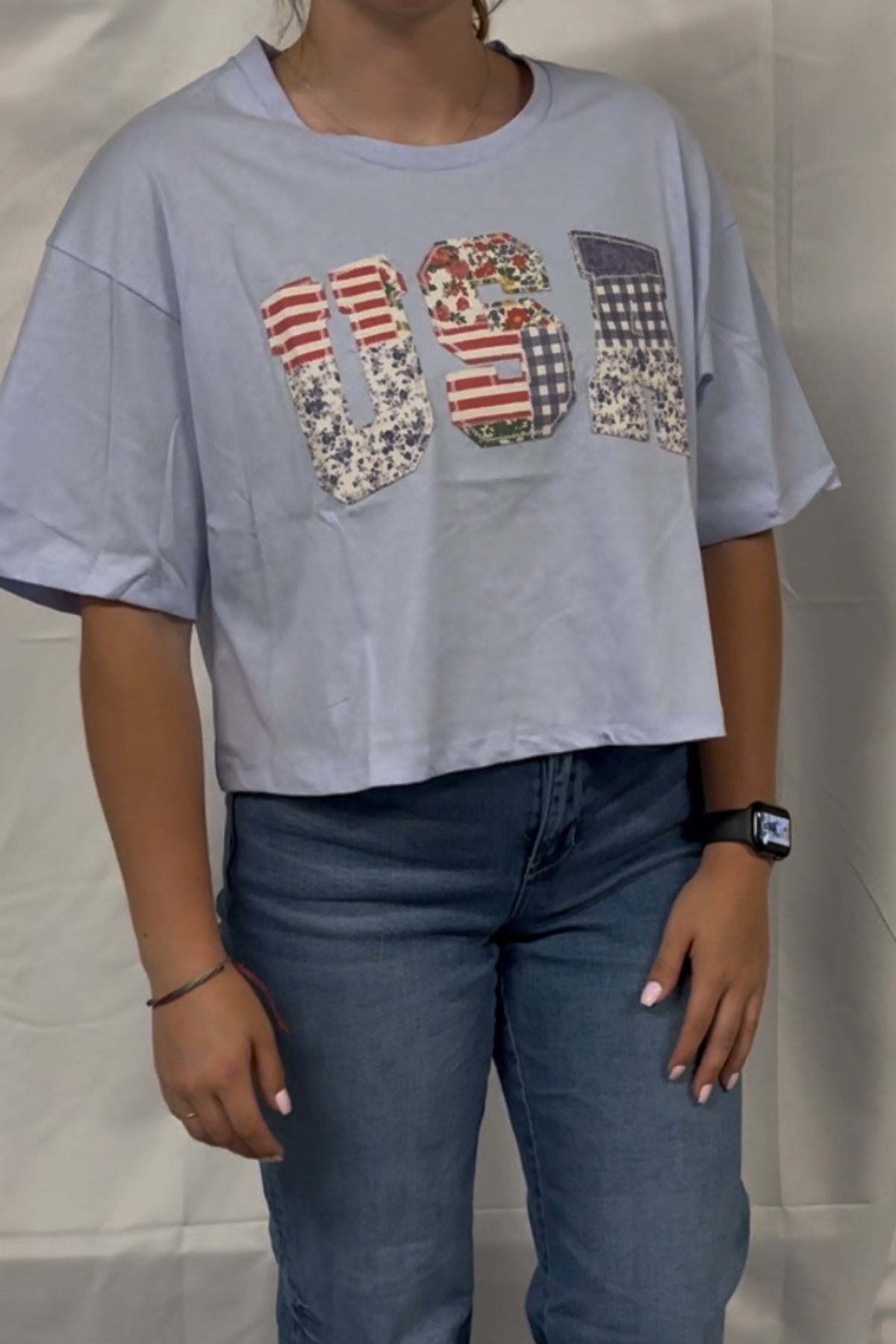 USA Short Sleeve Cropped Top