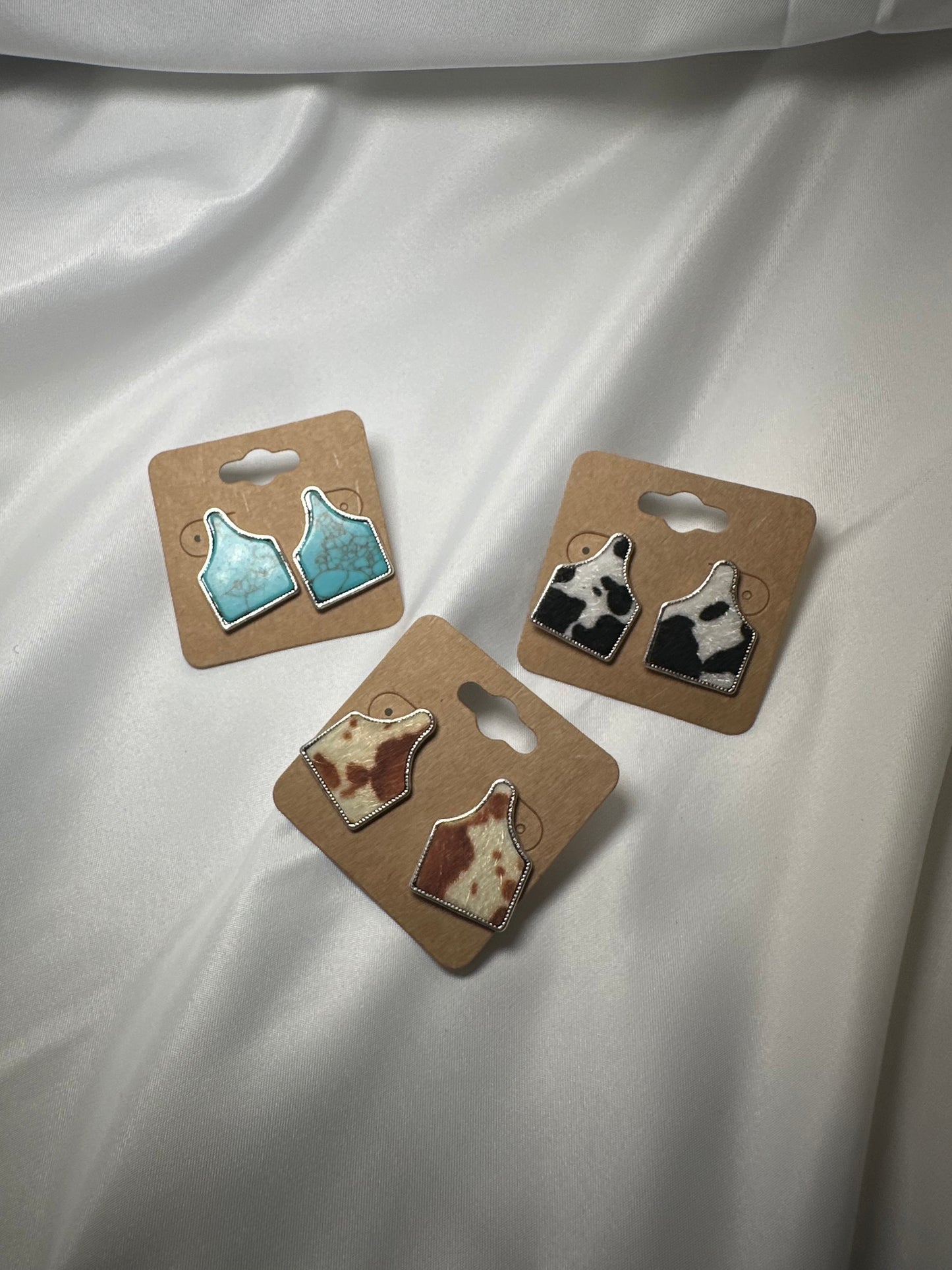 Western Cattle Tag Stone Stud Earrings