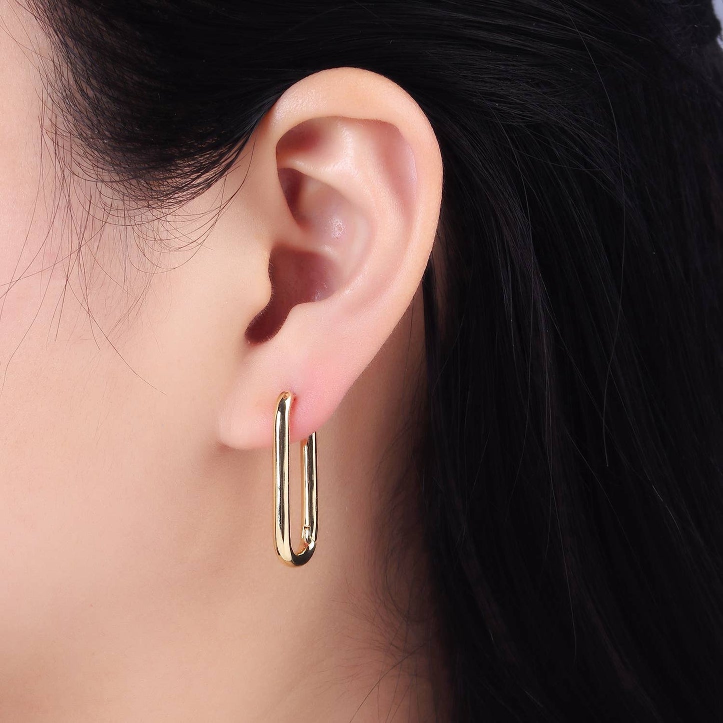 Dainty Link Hoop Earrings Minimalist Oblong Earrings