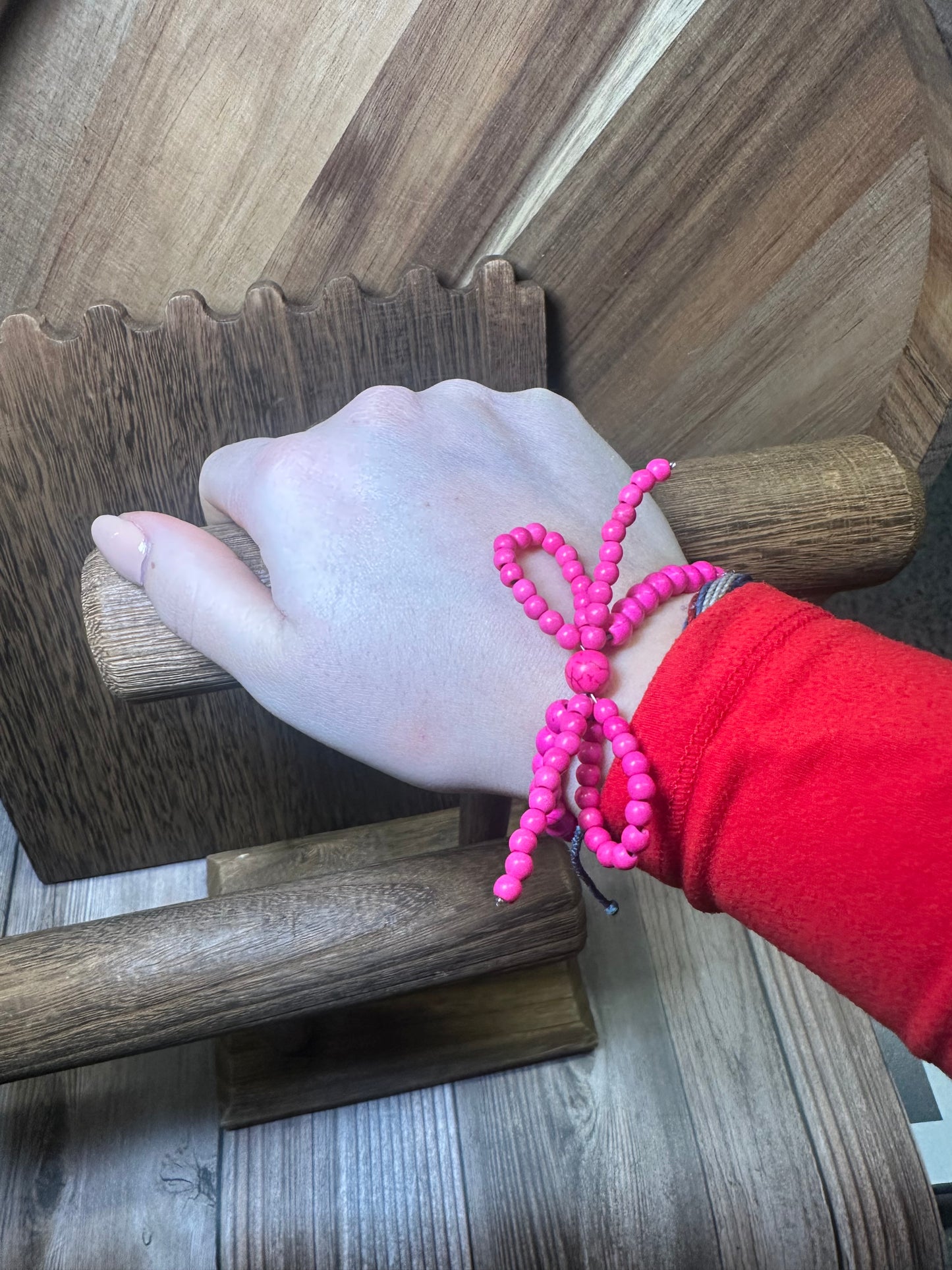 Colored Stone Bow Stretch Bracelet