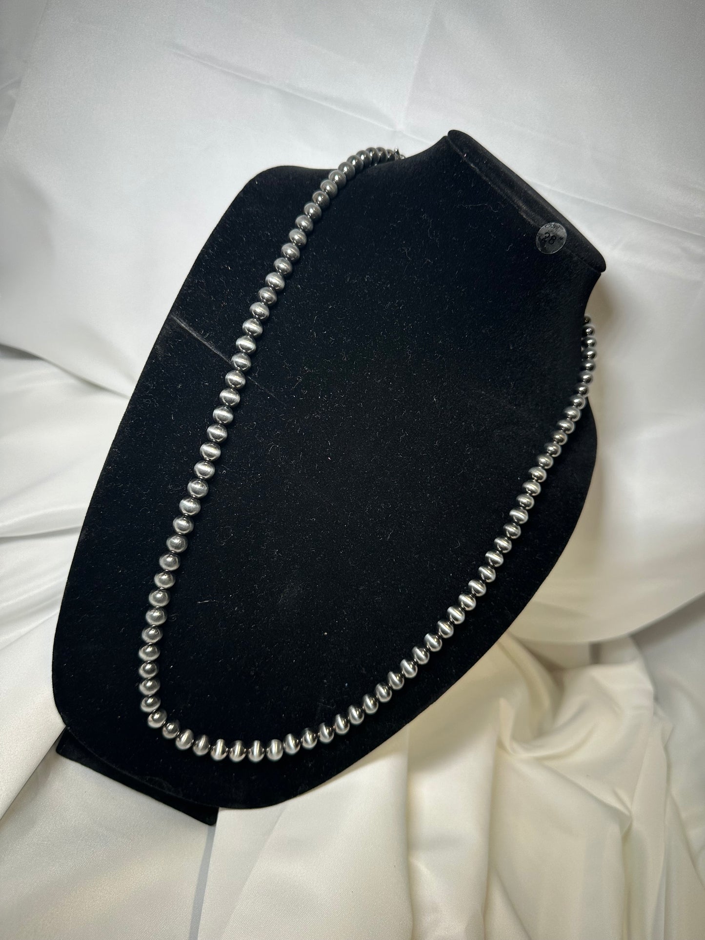 8mm navajo style beaded necklace 28"