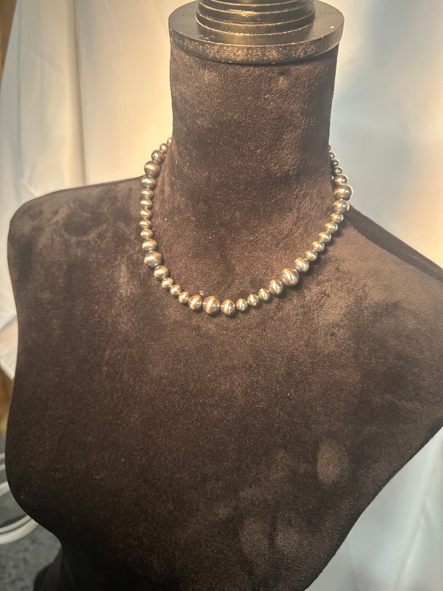 8-12mm graduated sterling silver pearl necklace