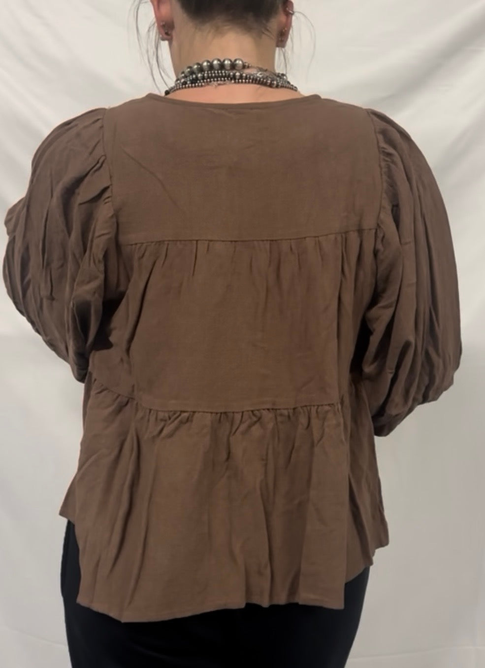 Linen Like Solid Top With Bow Tied Details