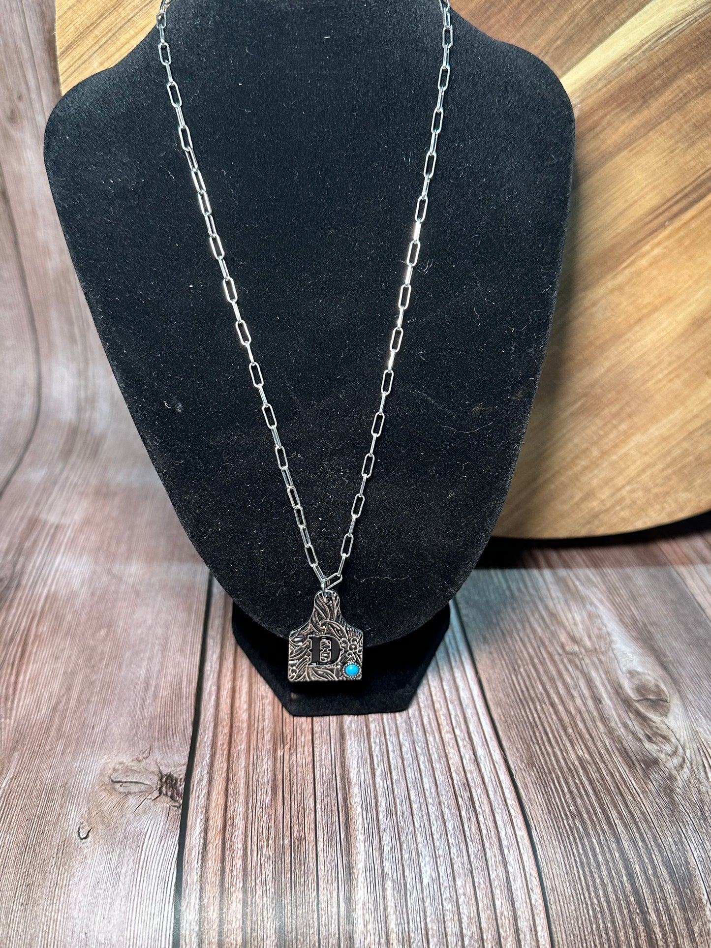 Initial Ear Tag Necklace