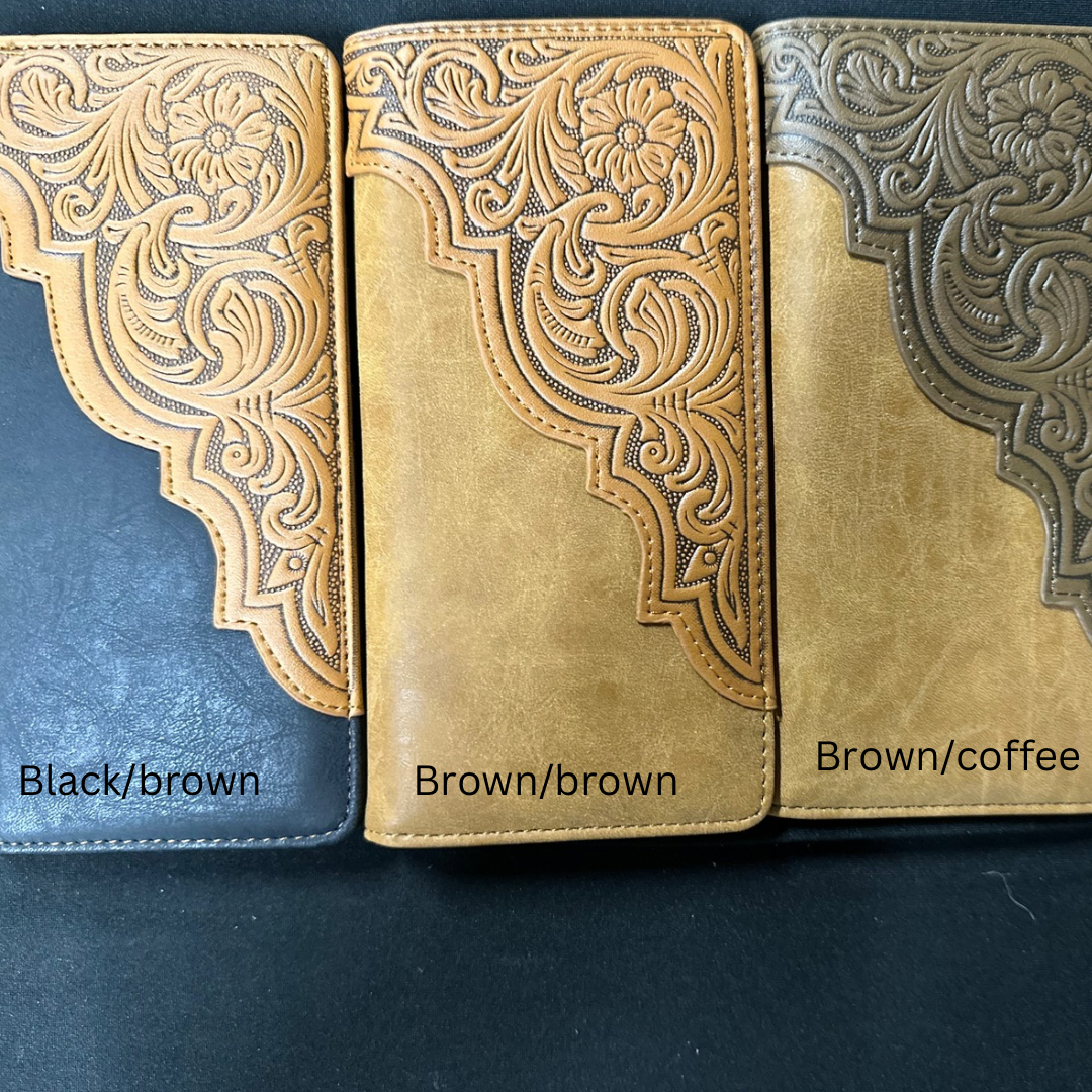 Embossed Floral Men's Bifold Long PU Leather Wallet