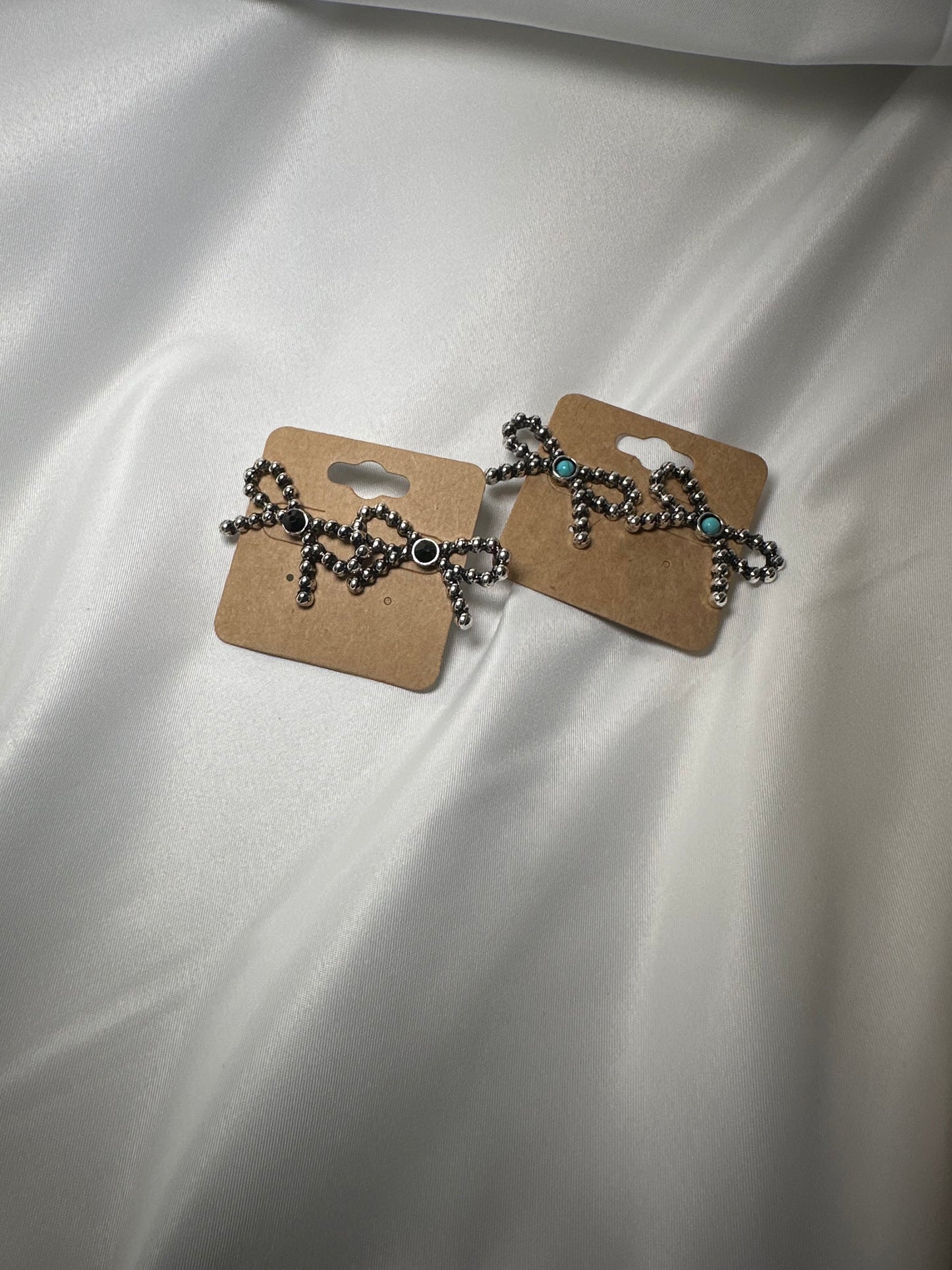 3D Ball TXR Bow Stud Earrings