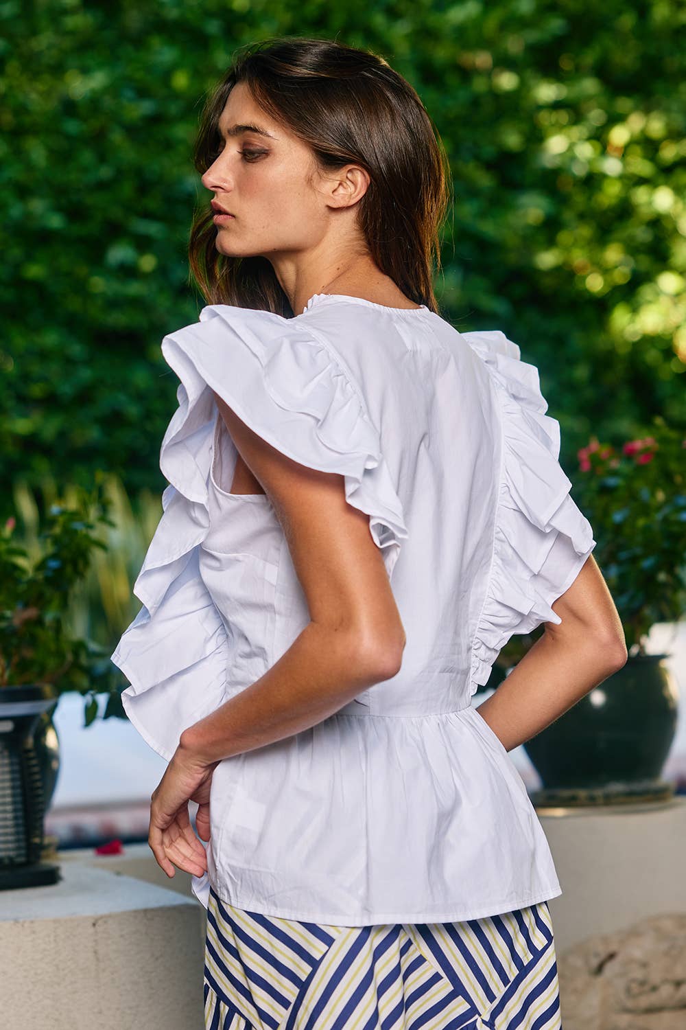 Ruffle Smocked Peplum Blouse